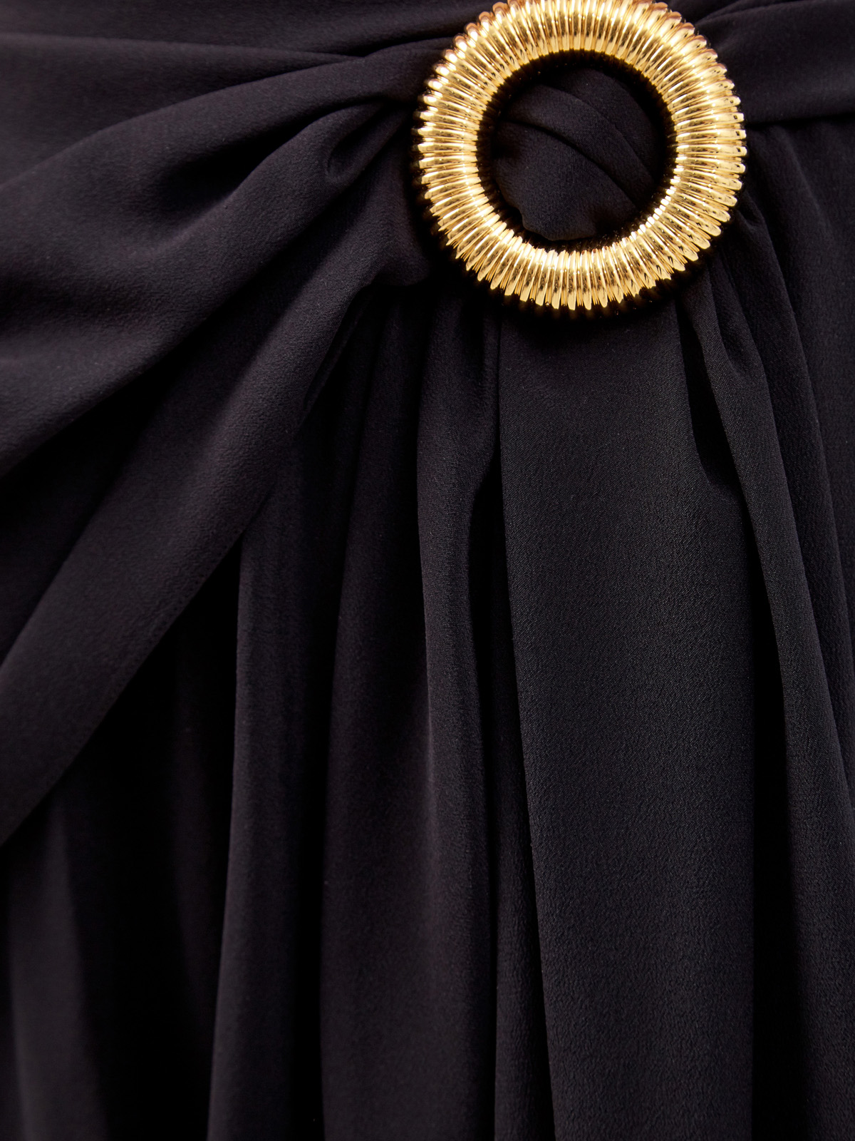 Шелковая юбка асимметричного кроя с золотистой пряжкой LANVIN, цвет черный, размер 44;46;42 - фото 5
