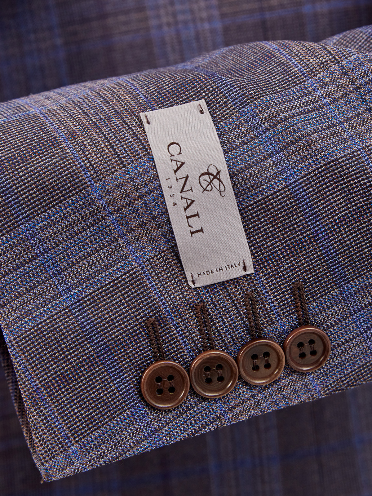 Пиджак ручной работы из шерсти с узором в клетку CANALI, цвет коричневый, размер 54;56;52 - фото 3