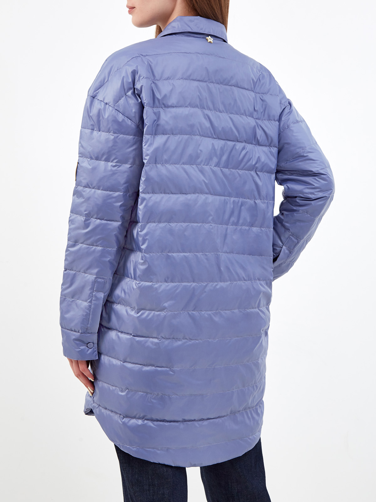 Удлиненная куртка с символикой Swarovski® и отложным воротом LORENA ANTONIAZZI, цвет синий, размер 42;44;40 - фото 4