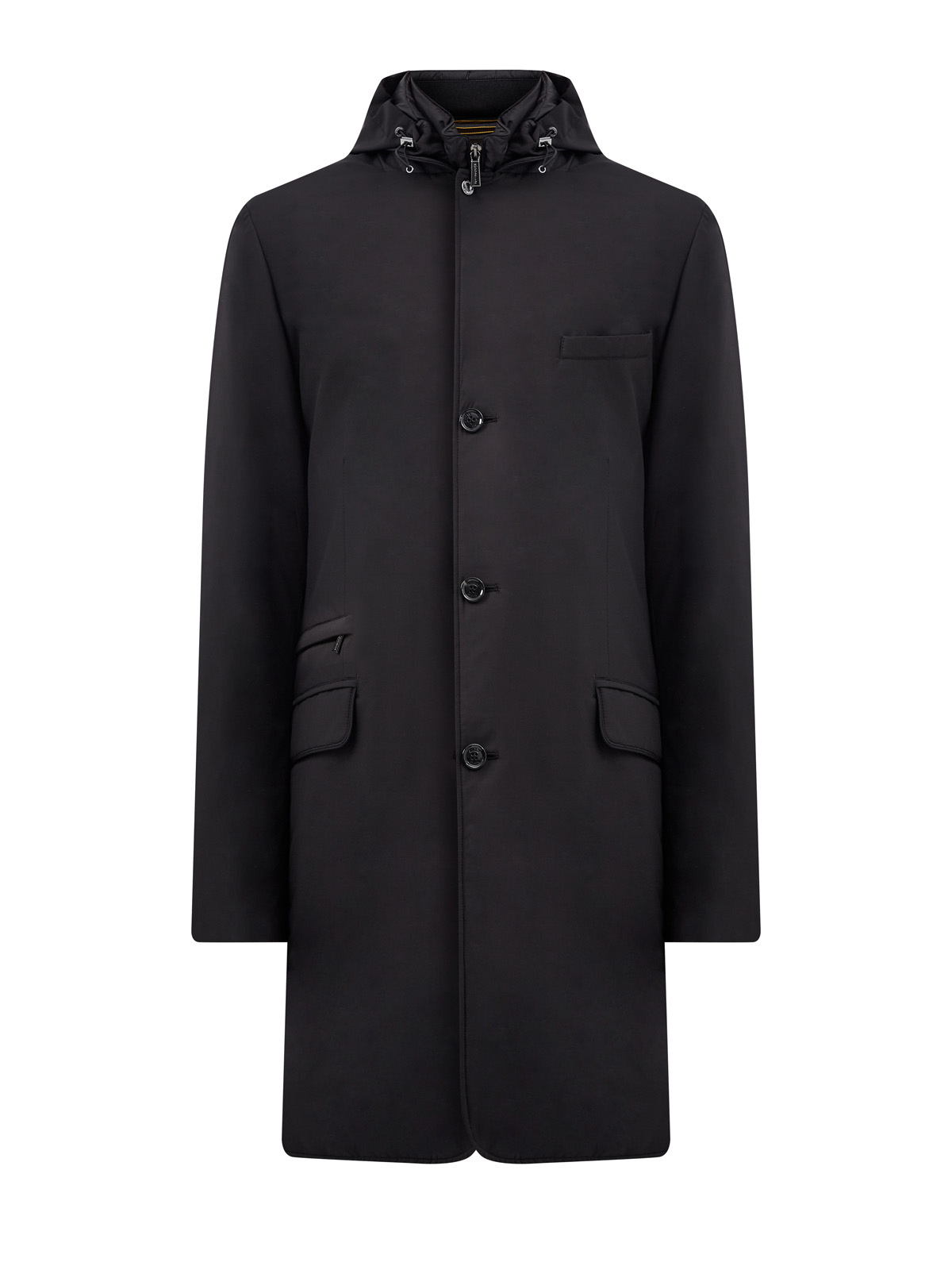 Удлиненное пуховое пальто со съемной вставкой с капюшоном MOORER, цвет черный, размер 52;54;56;58