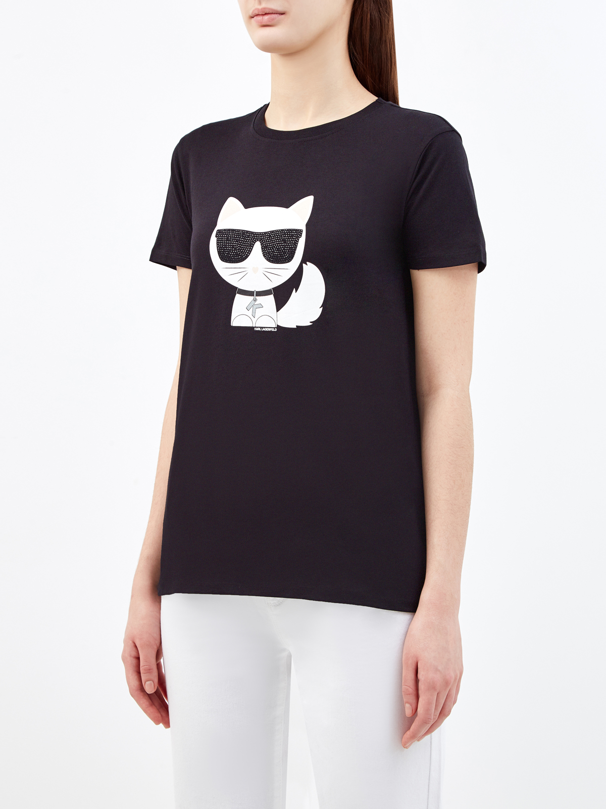 Хлопковая футболка с принтом K/Ikonik Choupette KARL LAGERFELD, цвет черный, размер S;M;L Хлопковая футболка с принтом K/Ikonik Choupette - фото 3
