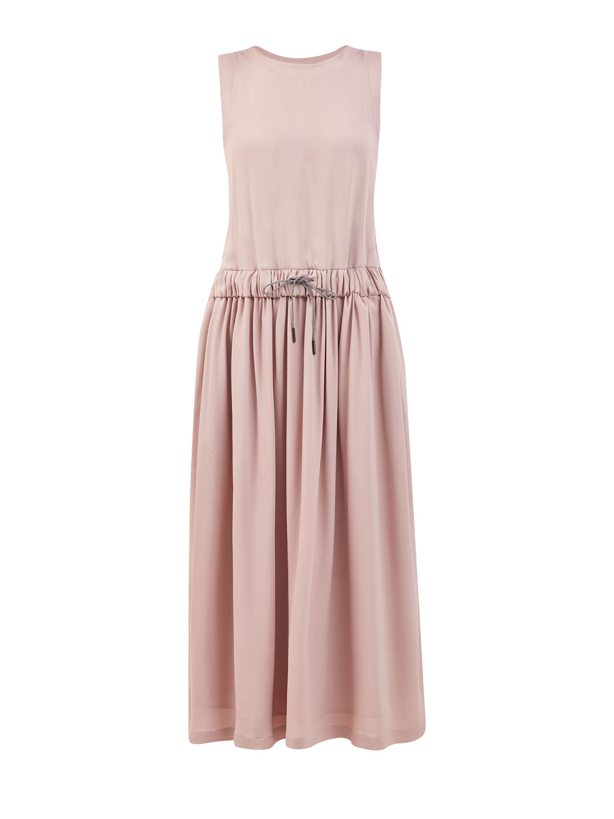 Платье-миди из струящегося шелка и ацетата с завязками FABIANA FILIPPI, цвет розовый, размер 40;44