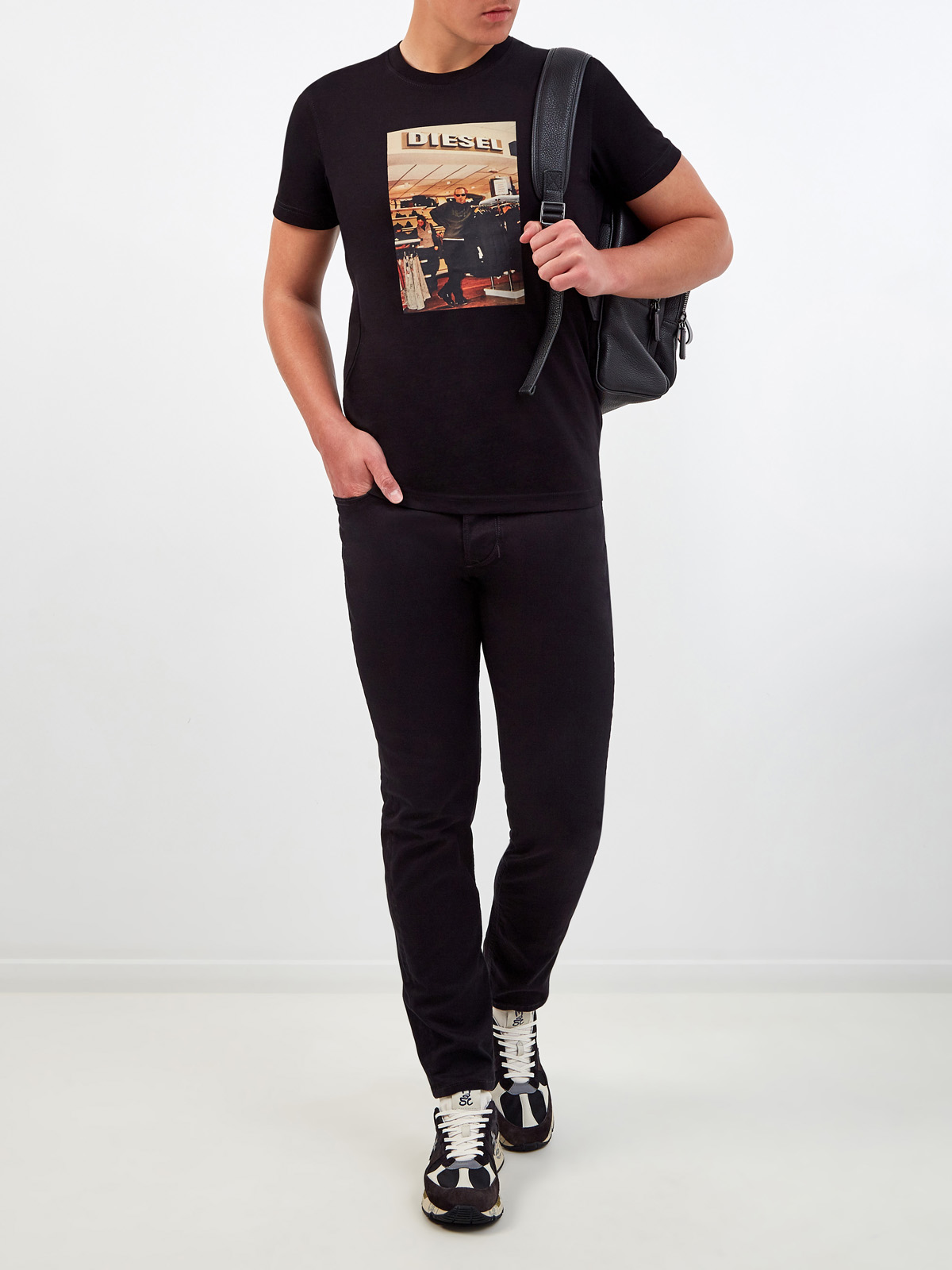 Футболка T-Diegor из плотного хлопка с цифровым принтом Черный, фото 2