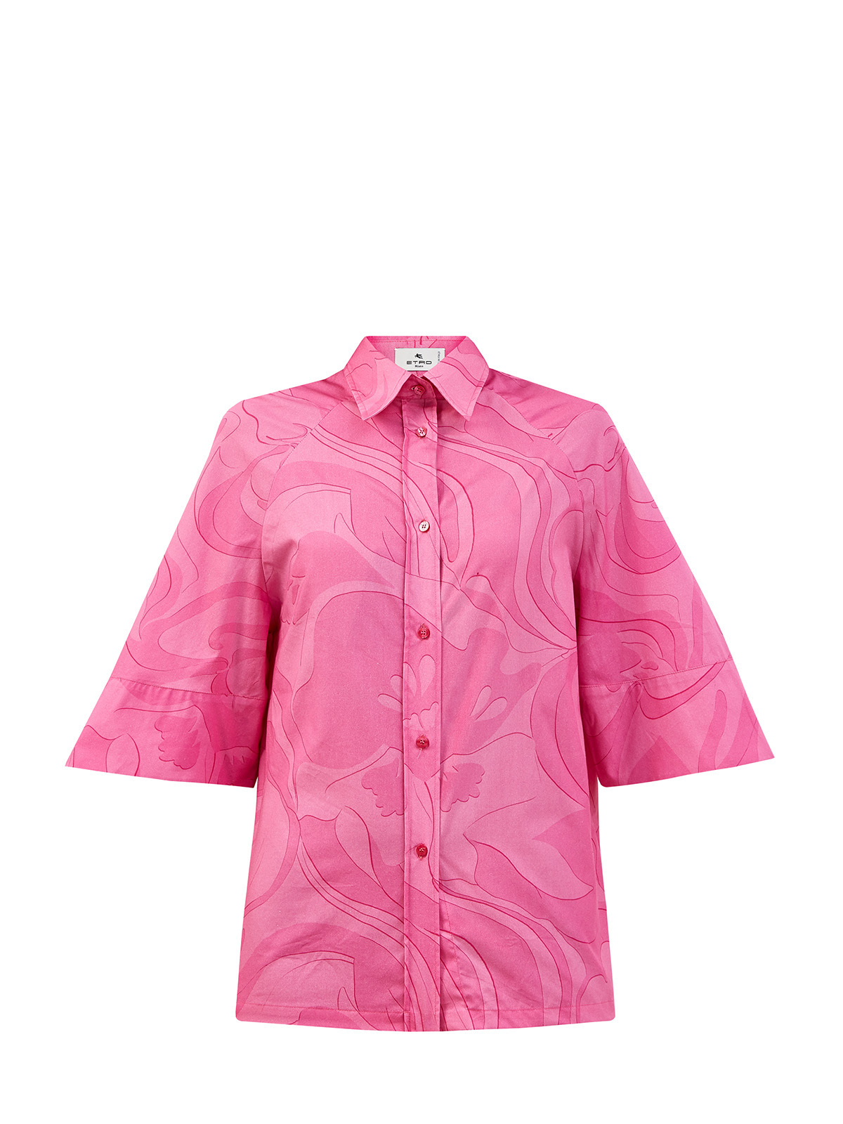 Рубашка свободного кроя из поплина с принтом ETRO розового цвета