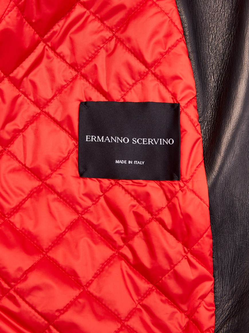 Куртка-косуха в байкерском стиле из матовой кожи ERMANNO SCERVINO, цвет черный, размер 44;46;42 - фото 6