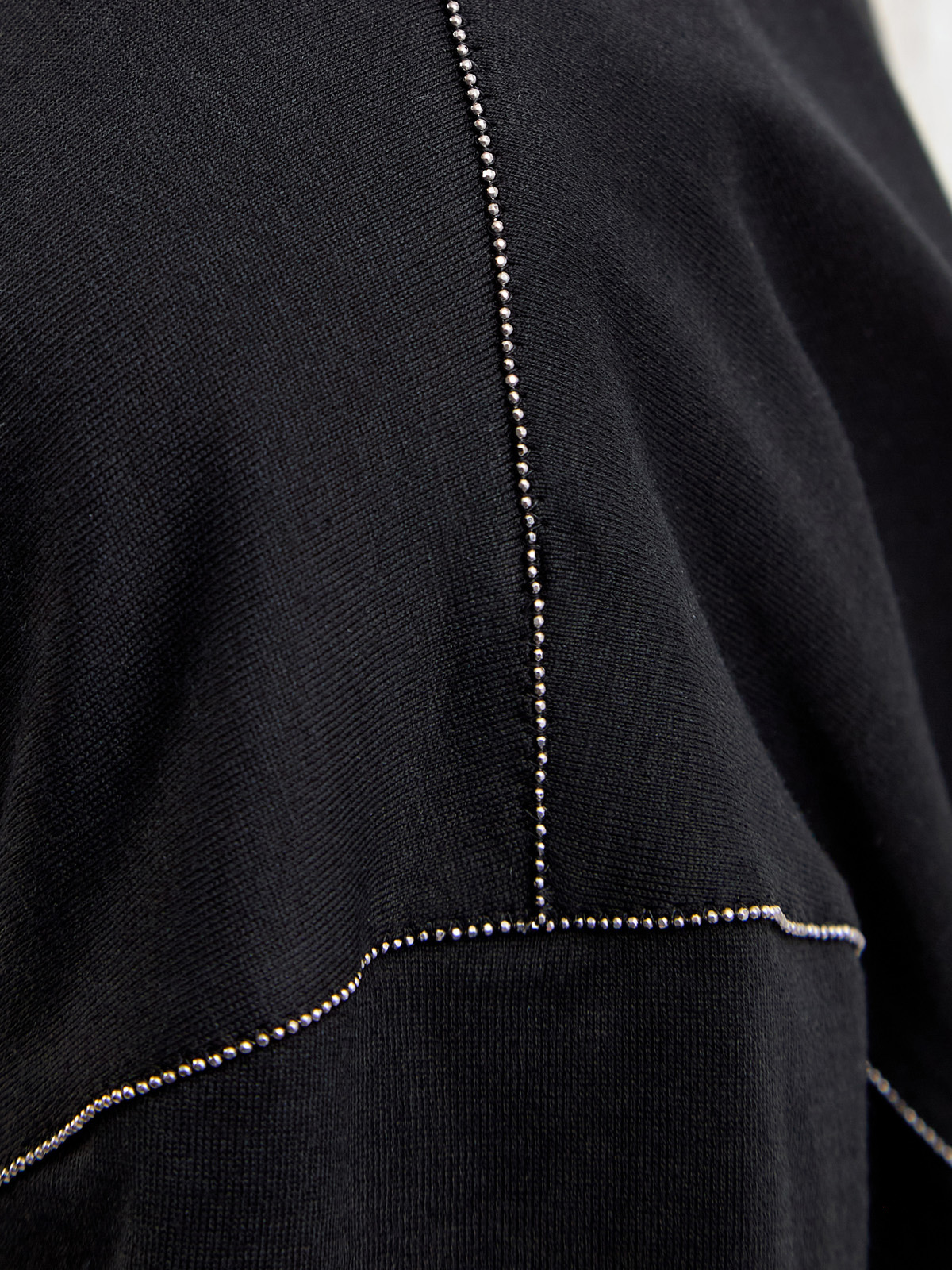 Свободная футболка из хлопка джерси с ювелирной окантовкой FABIANA FILIPPI, цвет черный, размер 38;40;42;44;46 - фото 5