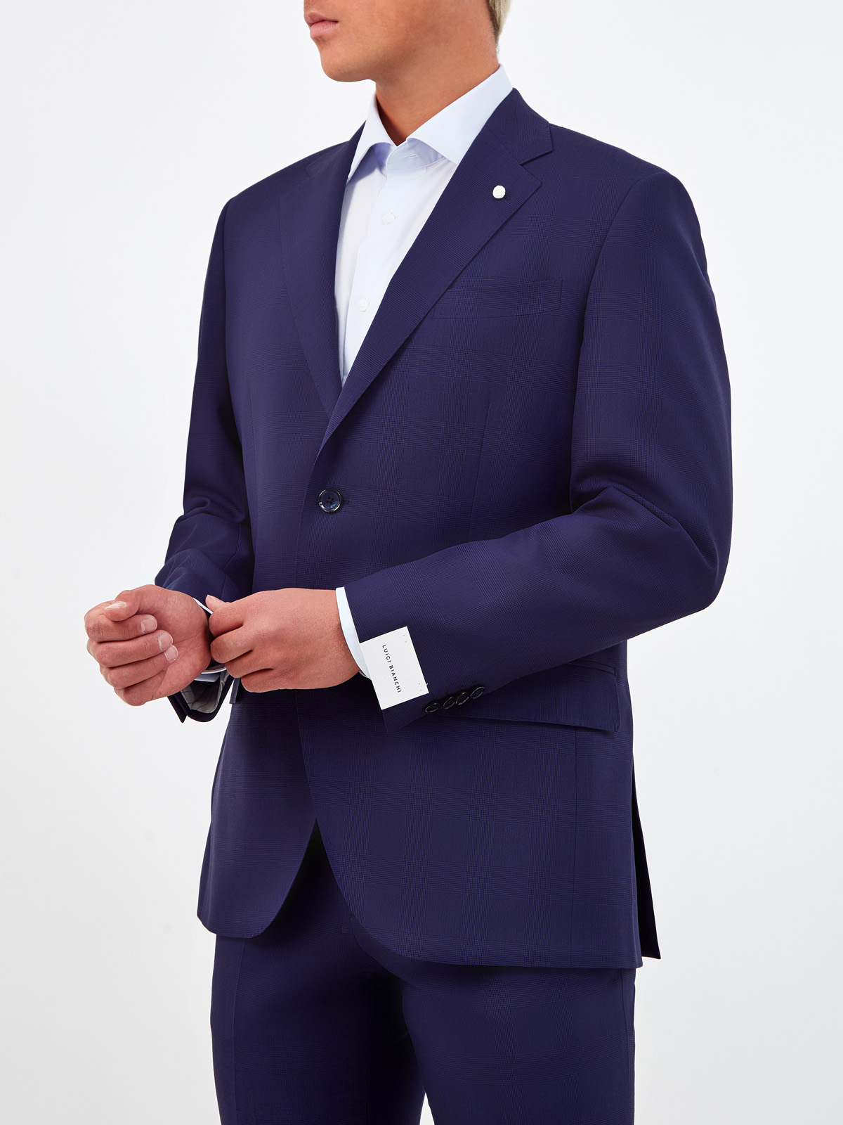 Пиджак из шерстяной ткани Bi-Stretch с мелованным принтом L.B.M. 1911, цвет синий, размер 52;54;56;58;60 - фото 3