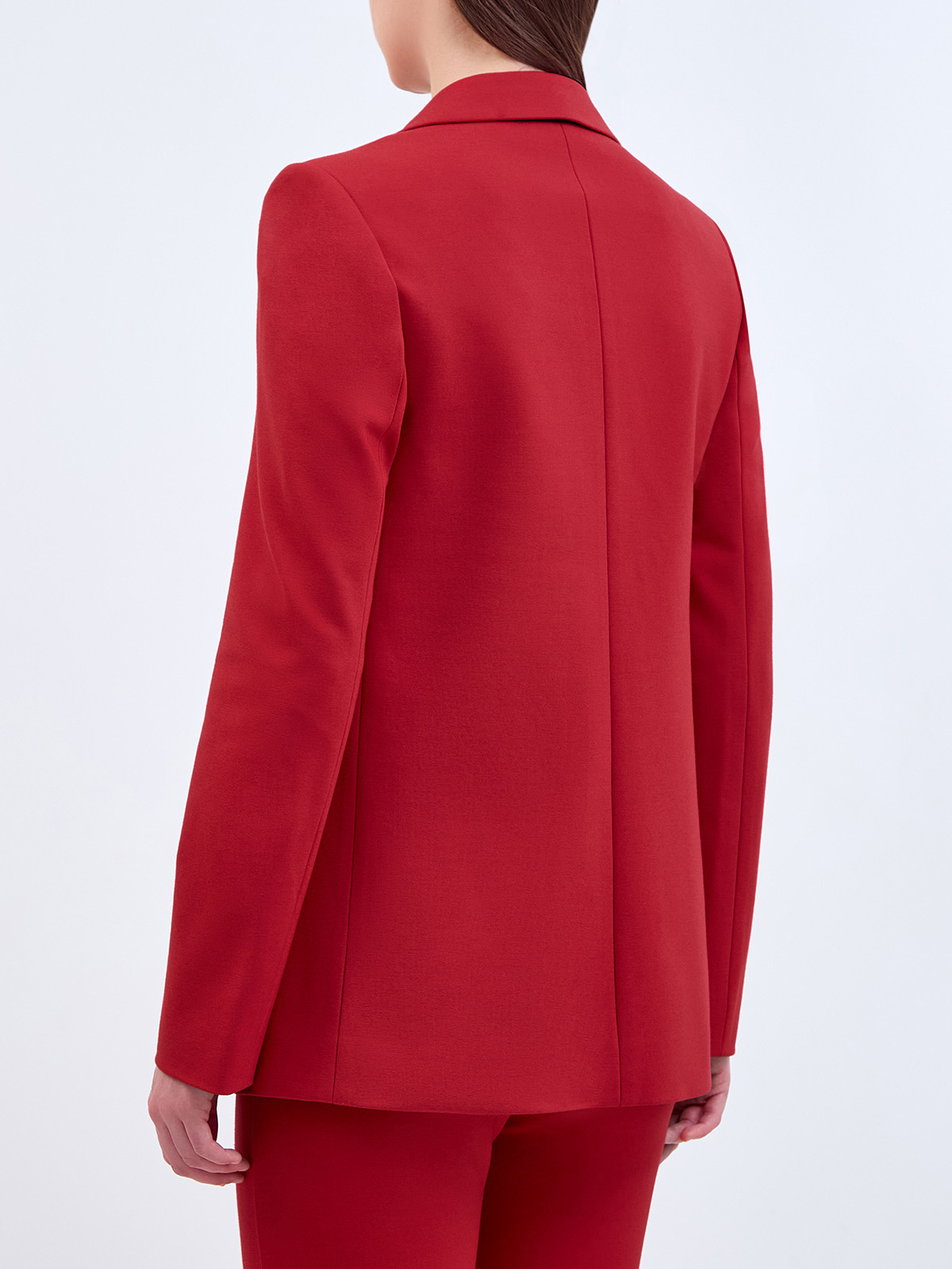 Однобортный жакет из гладкой ткани Punto с вышитым логотипом KARL LAGERFELD, цвет красный, размер M;L;XL - фото 4