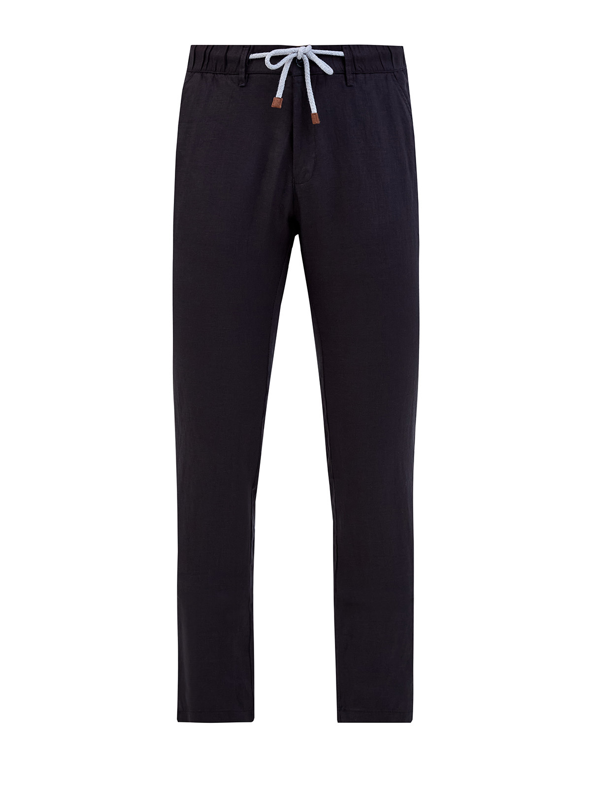 Льняные брюки с эластичным поясом на кулиске CUDGI, цвет черный, размер 46;48;50;52;58