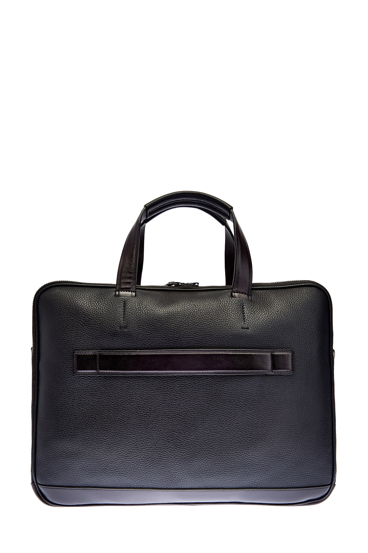 Кожаная сумка с карманом для бумаг А4 и съемным плечевым ремнем SANTONI, цвет черный, размер 36;38.5 - фото 5