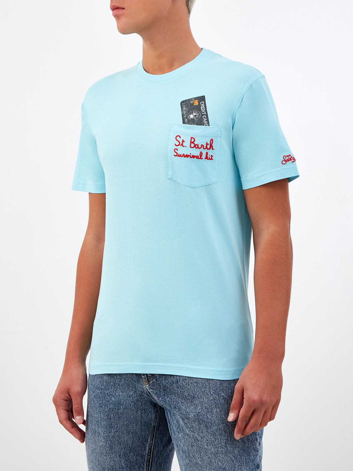 Хлопковая футболка с принтом и вышивкой Survival Kit MC2 SAINT BARTH, цвет голубой, размер S;M;XL;2XL - фото 3