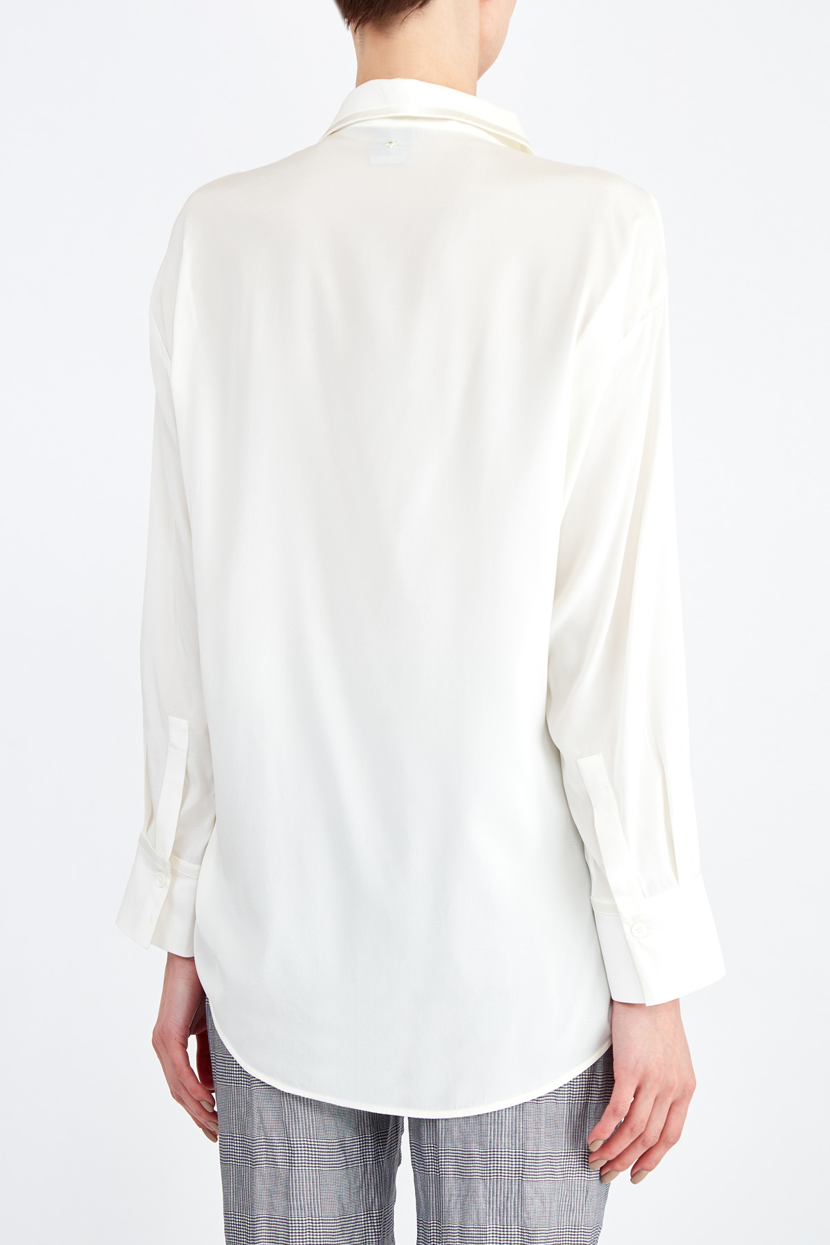 Блуза из чистого шелка с асимметричными кромками и отложным воротом LORENA ANTONIAZZI, цвет белый, размер 38;40;42 - фото 4