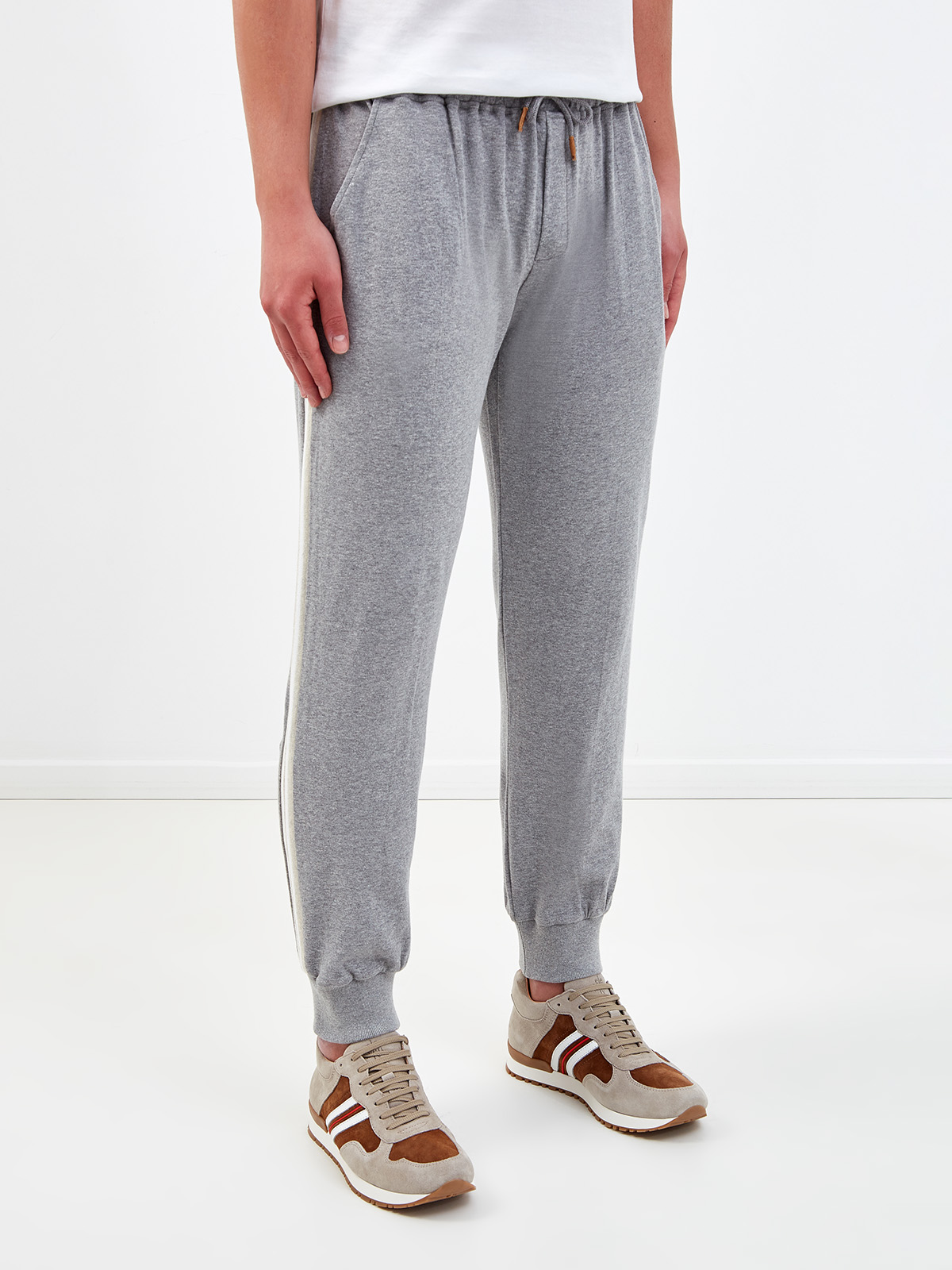 Хлопковые брюки в спортивном стиле с лампасами ELEVENTY, цвет серый, размер 50;52;48 - фото 3
