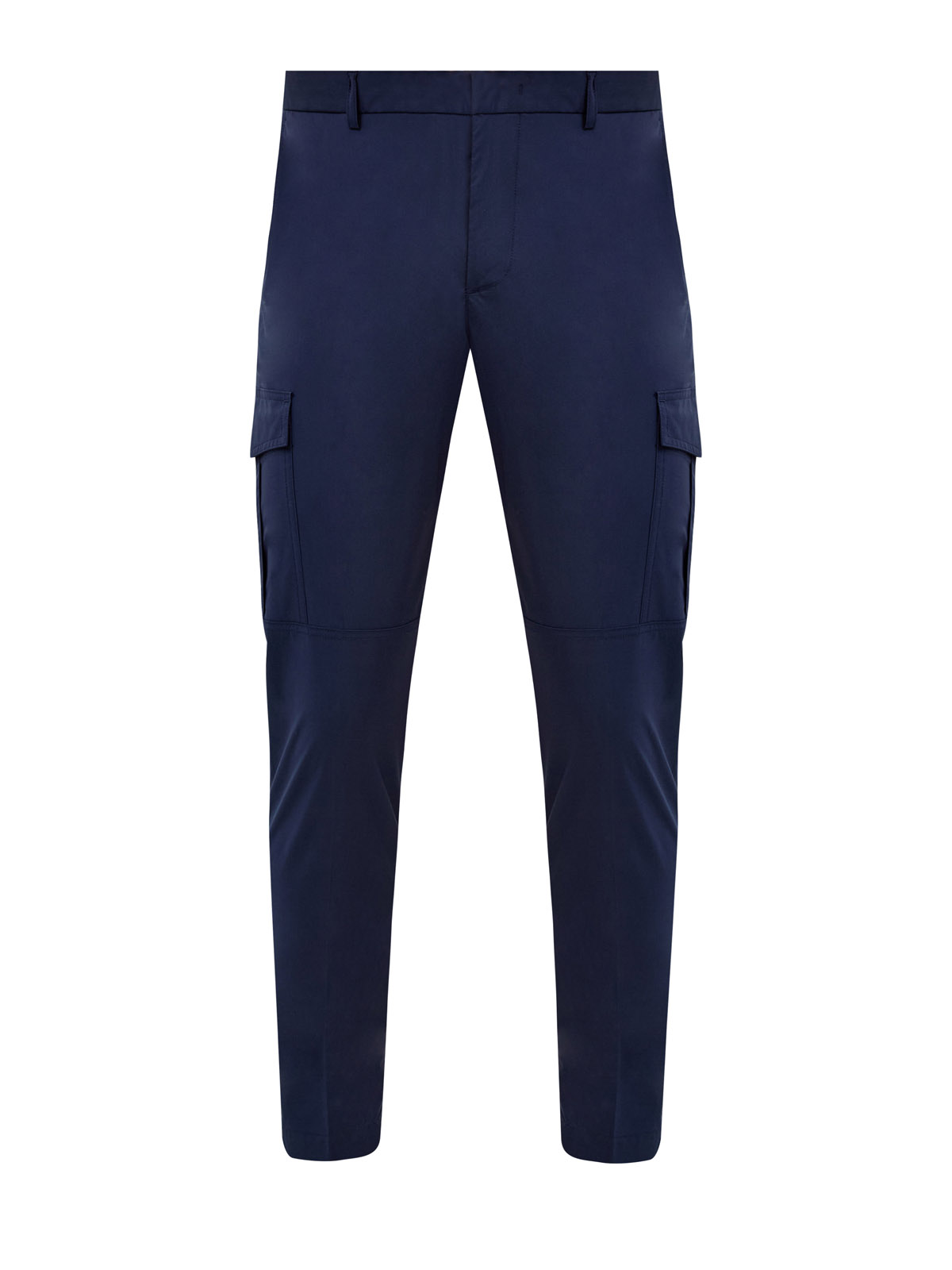 Однотонные брюки из гладкого эластичного хлопка с карманами-карго PESERICO, цвет синий, размер 48;50;52;54