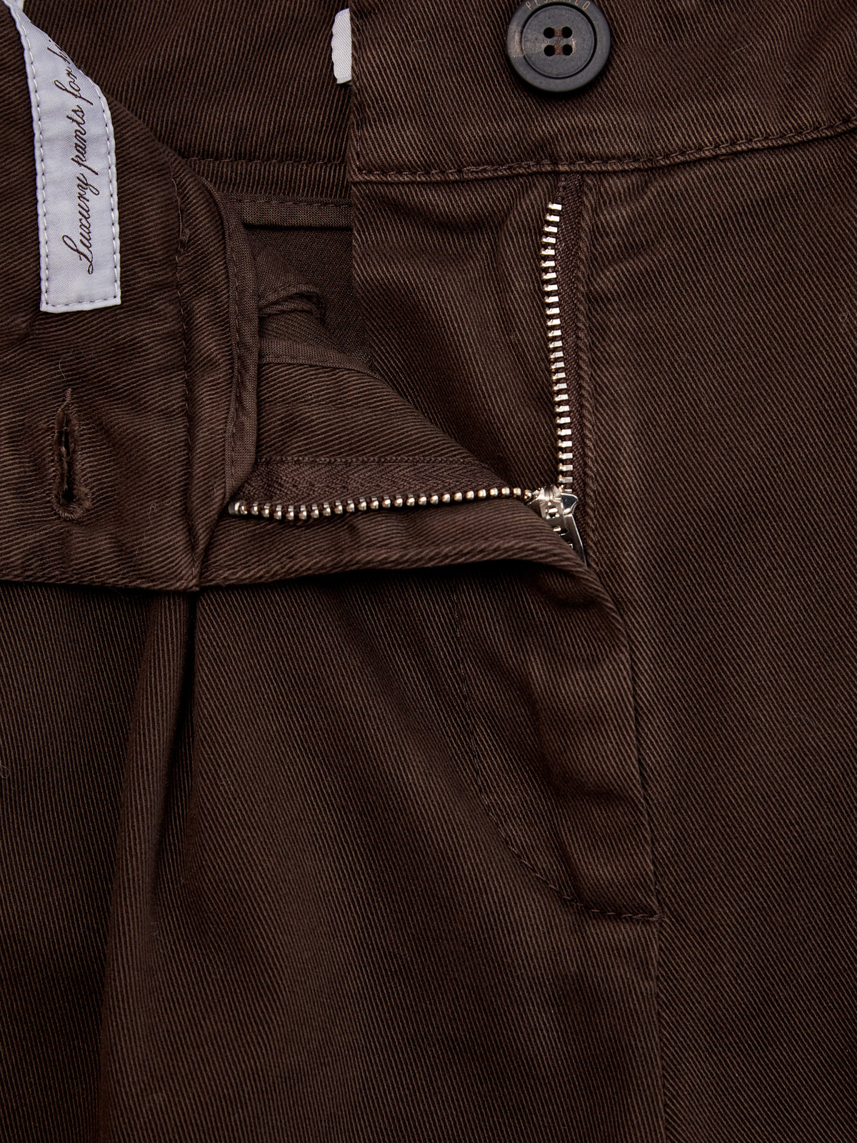Брюки Baggy из хлопкового габардина с объемными складками PESERICO, цвет коричневый, размер 38;40;42 - фото 6