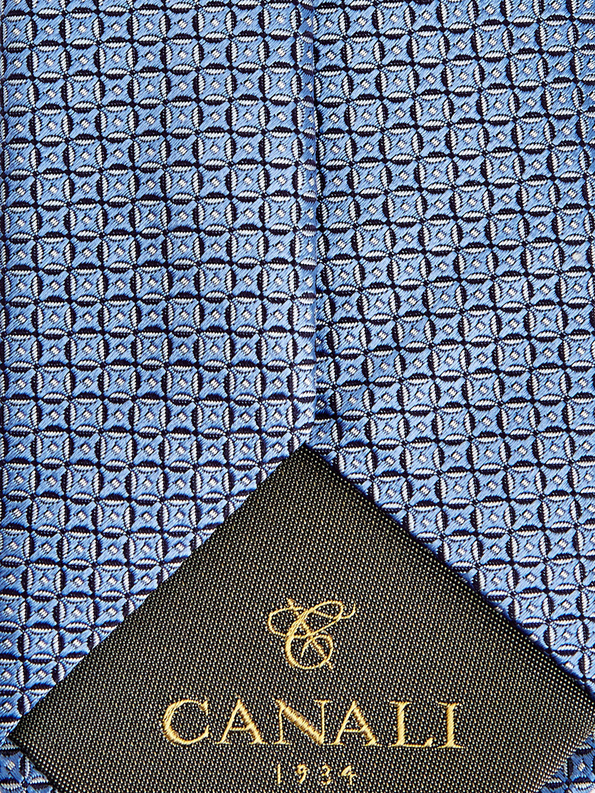 Галстук из шелкового жаккарда с фактурным вышитым принтом CANALI, цвет голубой, размер 42;44;46;48;40 - фото 3