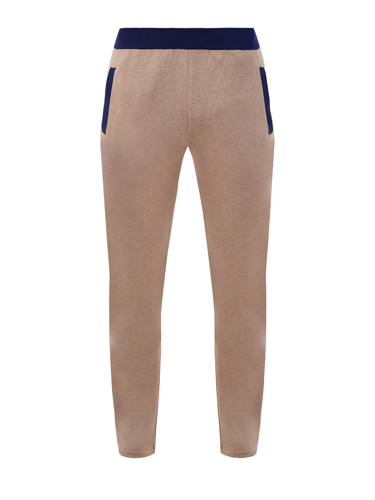Спортивные брюки из хлопка с контрастной отделкой BERTOLO CASHMERE. Цвет: бежевый