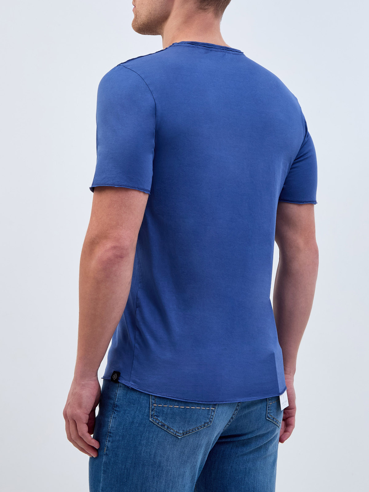 Хлопковая футболка из тонкого джерси с фирменным патчем GRAN SASSO, цвет синий, размер 50;52;54;56;58 - фото 4