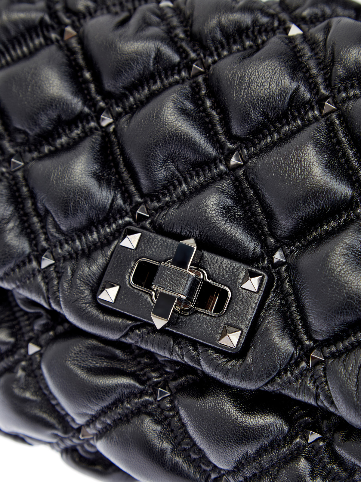 Сумка SpikeMe Bag из гофрированной кожи наппа VALENTINO, цвет черный, размер 37;38;39;40;38.5 - фото 6