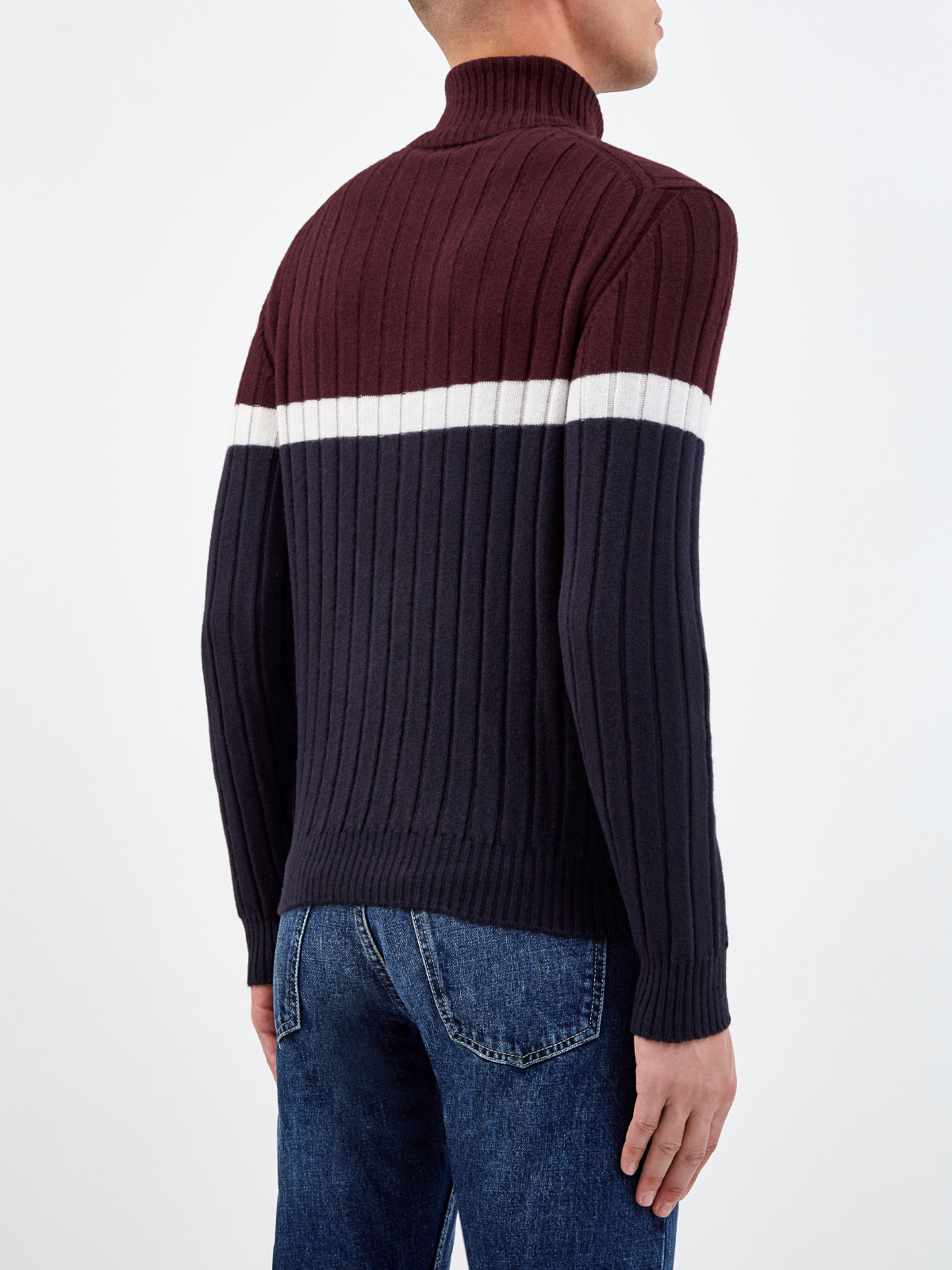 Шерстяной свитер с отделкой в стиле colorblock ELEVENTY, цвет мульти, размер 46;48;50 - фото 4