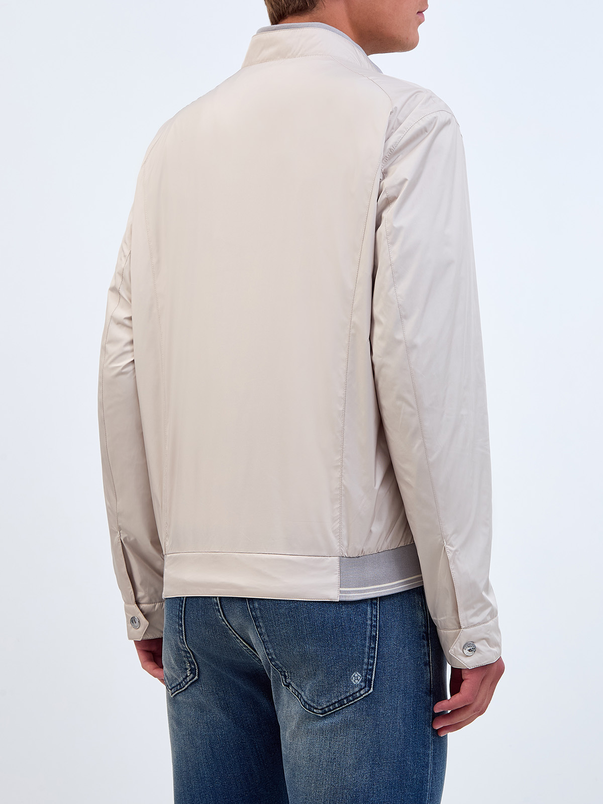 Куртка-бомбер из матового нейлона с трикотажной отделкой CUDGI, цвет бежевый, размер 50;52;54;56;58 - фото 4