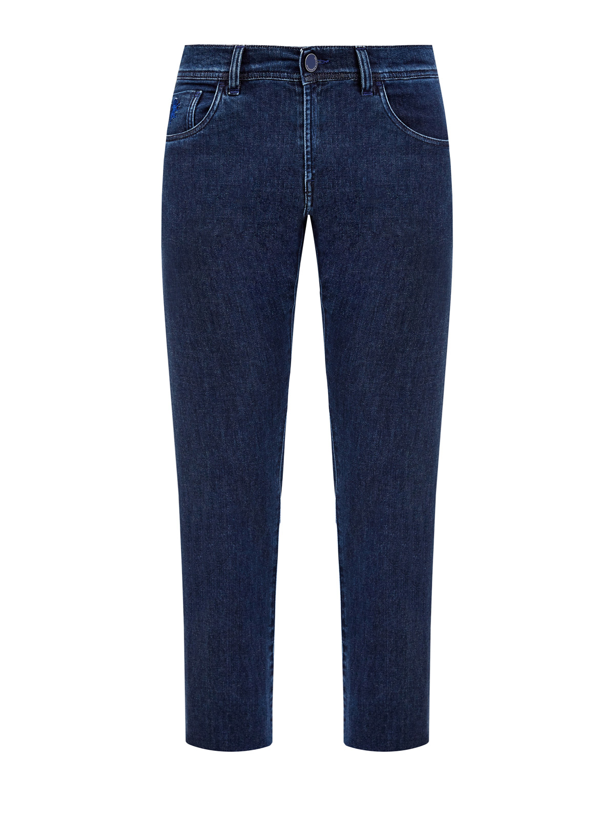 Джинсы ручной работы с объемным вышитым логотипом