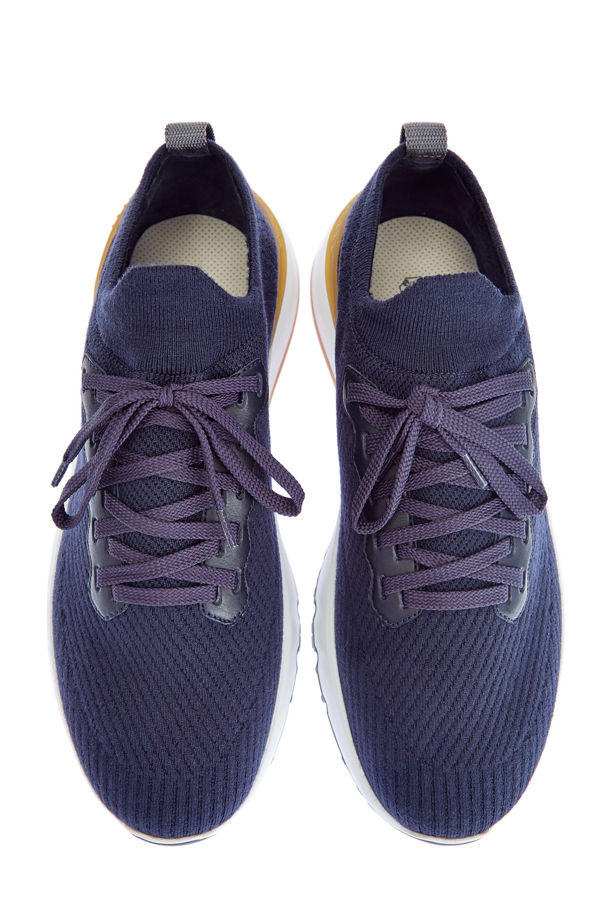 Комбинированные кроссовки ручной работы из шерстяной пряжи BRUNELLO CUCINELLI, цвет синий, размер 40;42 - фото 5