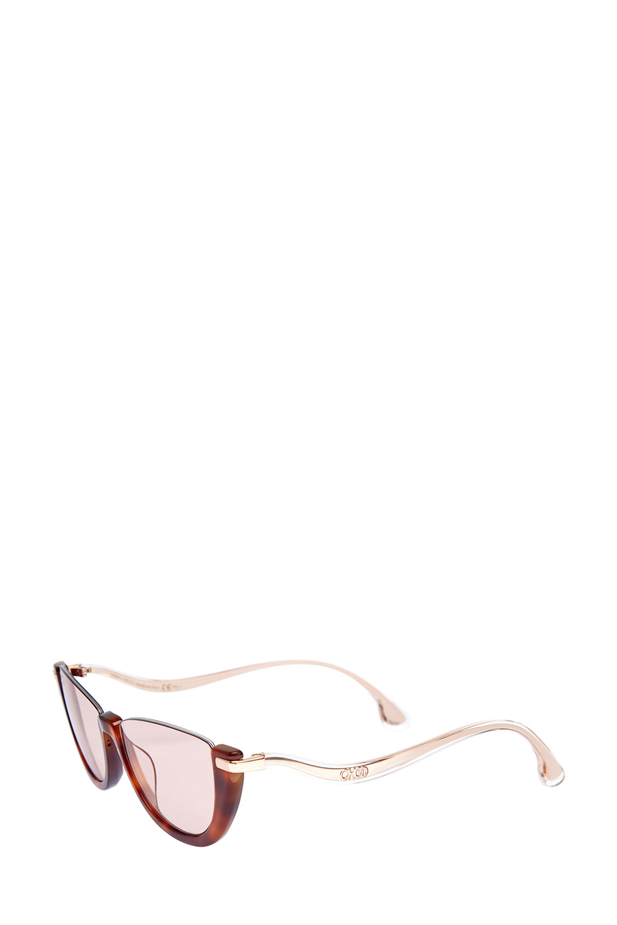 Очки Iona формы кошачий глаз с фигурными дужками и узором Havana JIMMY CHOO  (sunglasses), цвет коричневый, размер 38 - фото 3