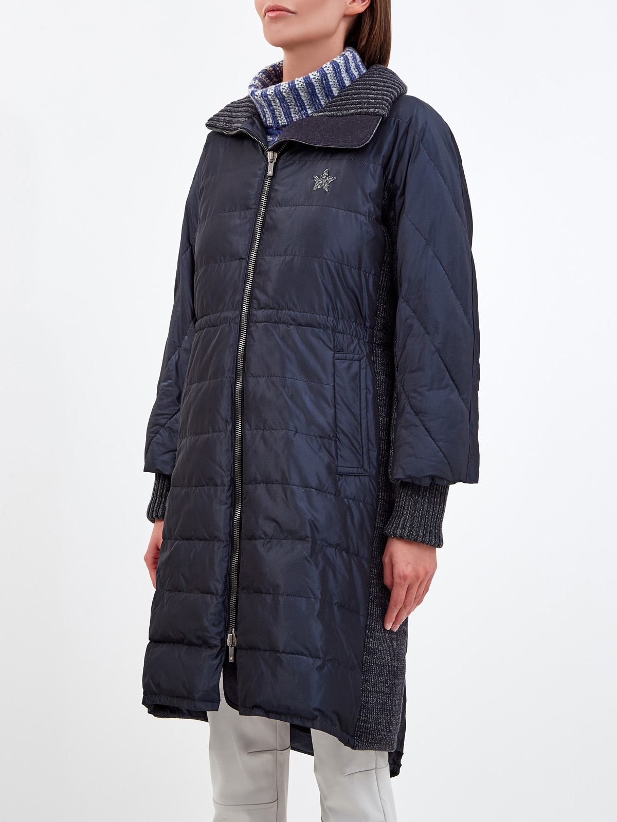 Удлиненная куртка из тафты с переливчатым эффектом LORENA ANTONIAZZI, цвет синий, размер 42;44 - фото 3