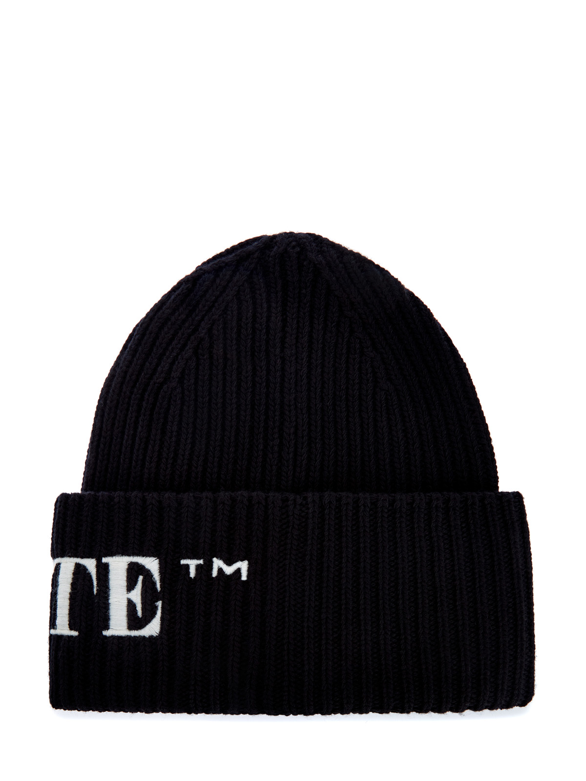 Шерстяная шапка с контрастным макро-логотипом на отвороте OFF-WHITE, цвет черный, размер 42;46;48 - фото 2