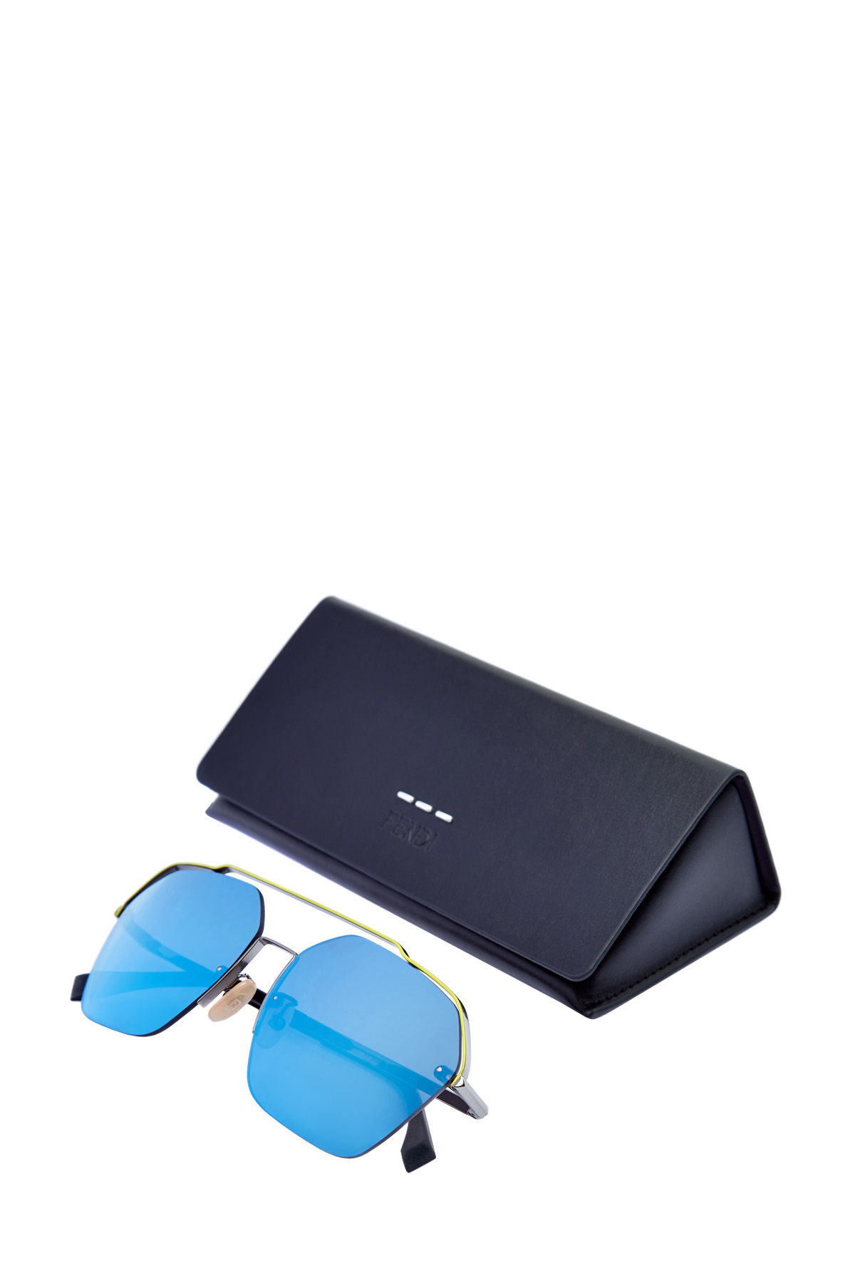 Авиаторы в тонкой оправе с контрастным мостом FENDI (sunglasses), цвет голубой, размер XS;S - фото 5