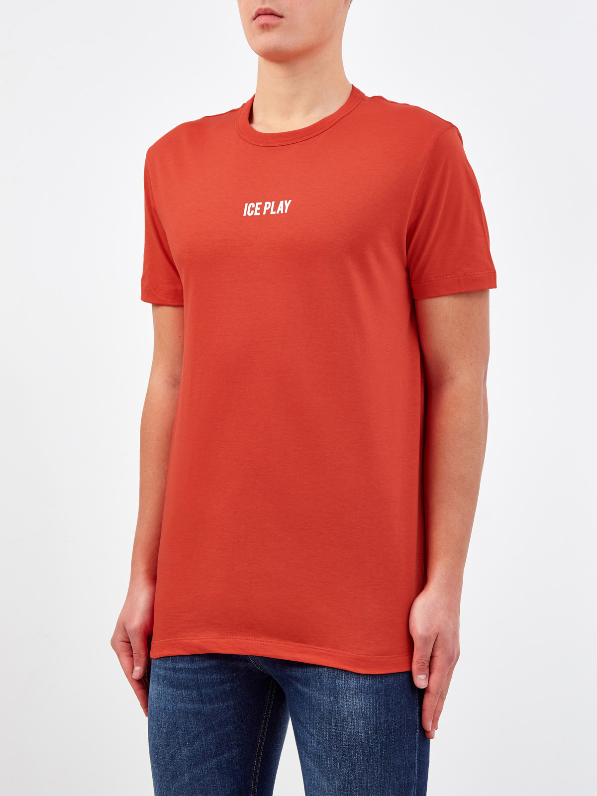 Хлопковая футболка с контрастным логотипом бренда ICE PLAY, цвет оранжевый, размер L - фото 3