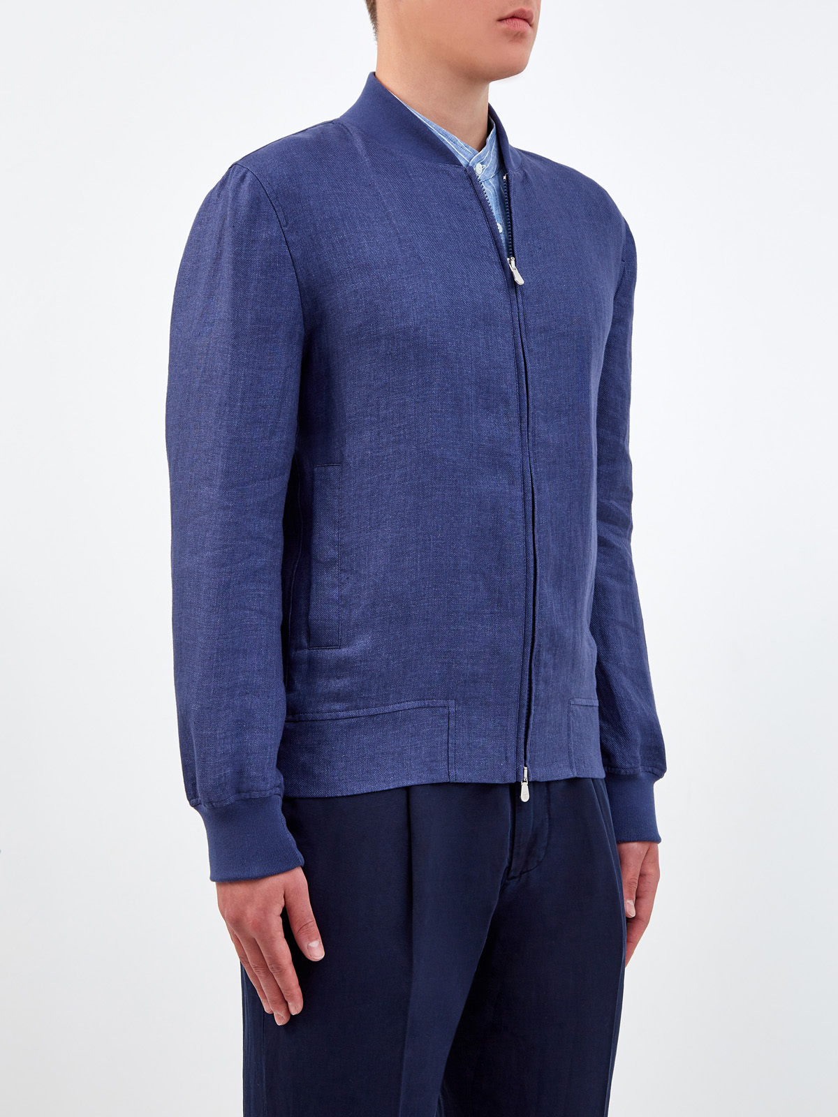 Легкая куртка из льняного твила делаве BRUNELLO CUCINELLI, цвет синий, размер 50;52;54;56;48 - фото 3