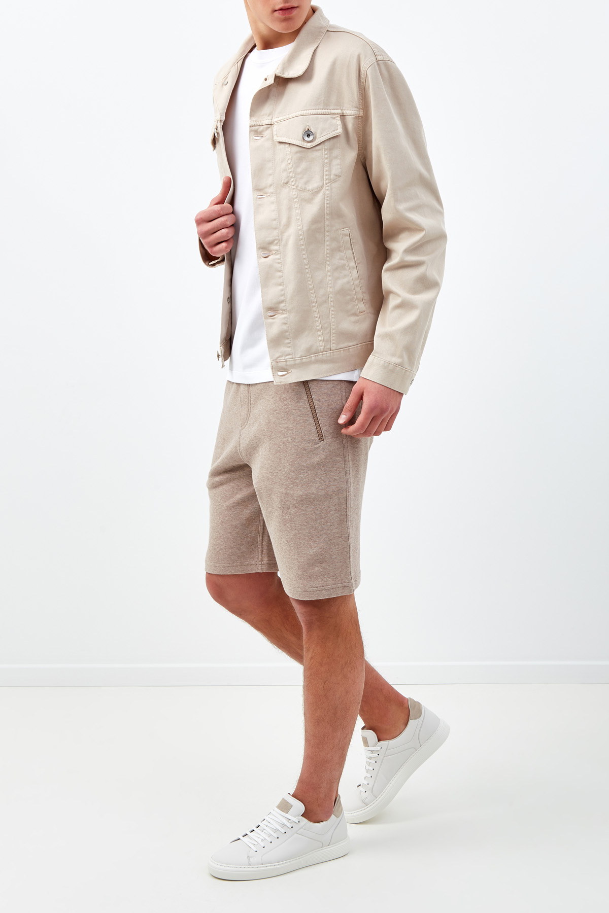 Куртка из денима с матовой фурнитурой BRUNELLO CUCINELLI, цвет бежевый, размер 54 - фото 2