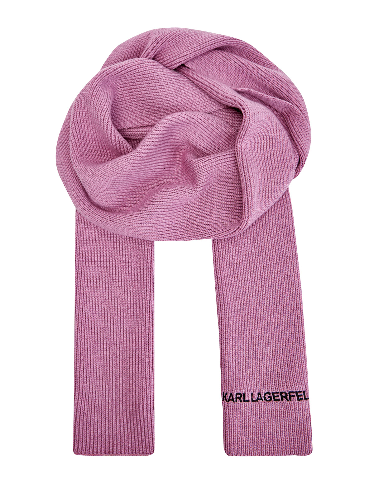 Шарф эластичной вязки из коллекции K/Essential с вышивкой KARL LAGERFELD розового цвета