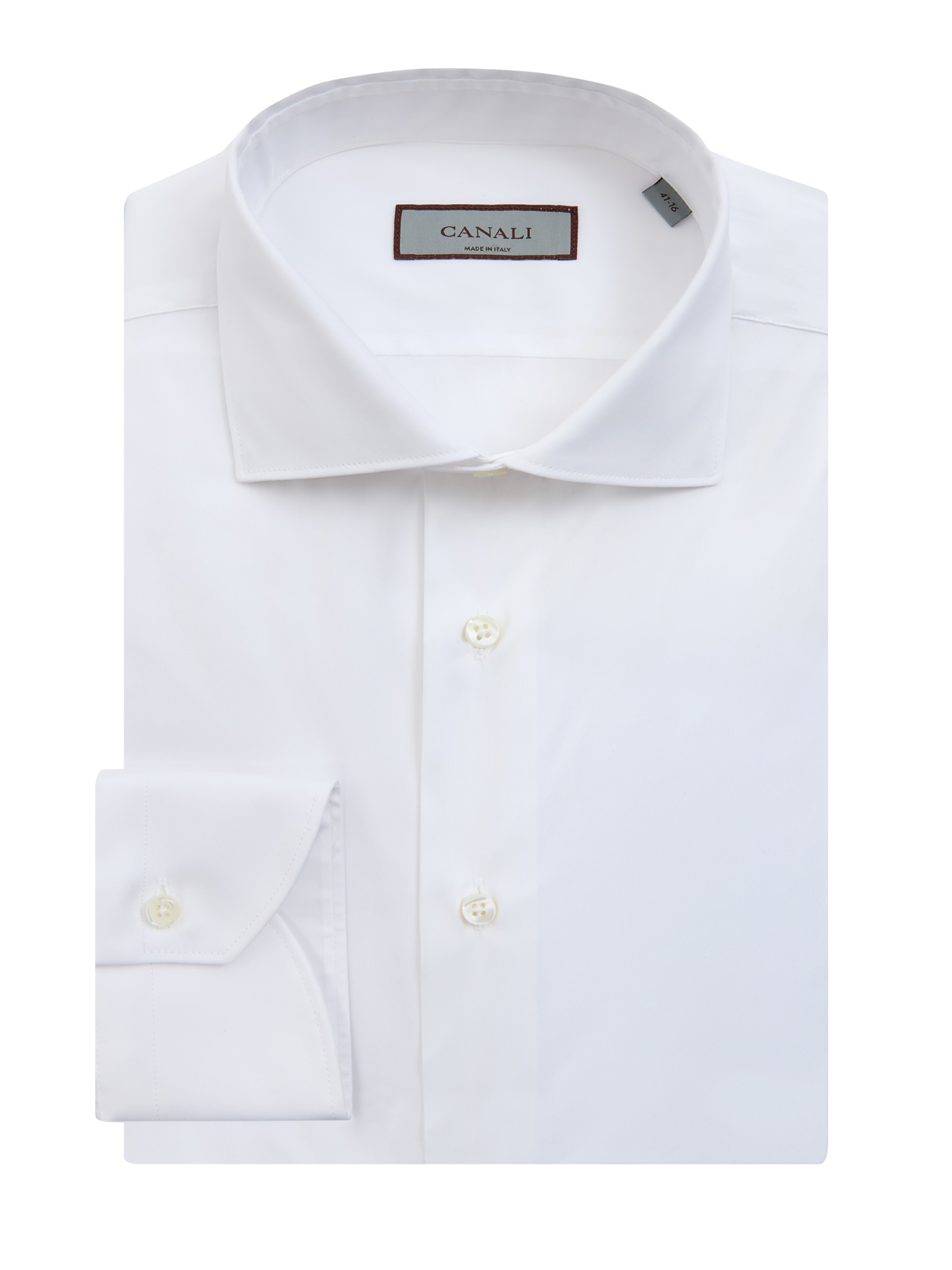 Классическая рубашка из премиального эластичного хлопка CANALI, цвет белый, размер 48;50;52;52;54;56;58;60;62