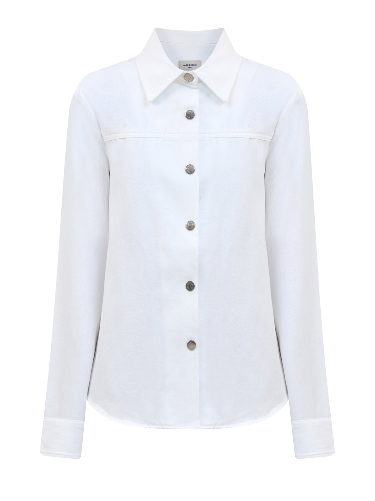 

Свободная куртка-рубашка из хлопка bull с кожаной нашивкой, Белый, Свободная куртка-рубашка из хлопка bull с кожаной нашивкой