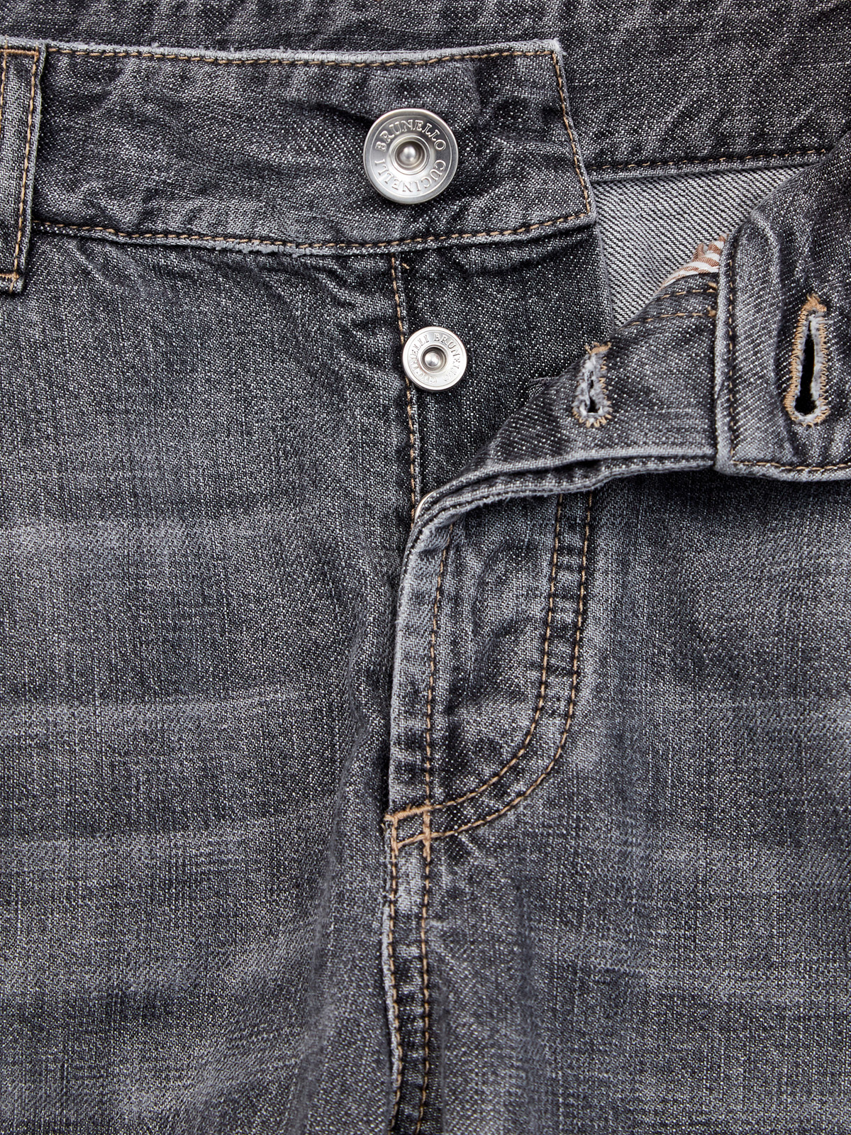 Окрашенные в готовом виде джинсы из денима курабо BRUNELLO CUCINELLI, цвет серый, размер 48;50;52 - фото 7