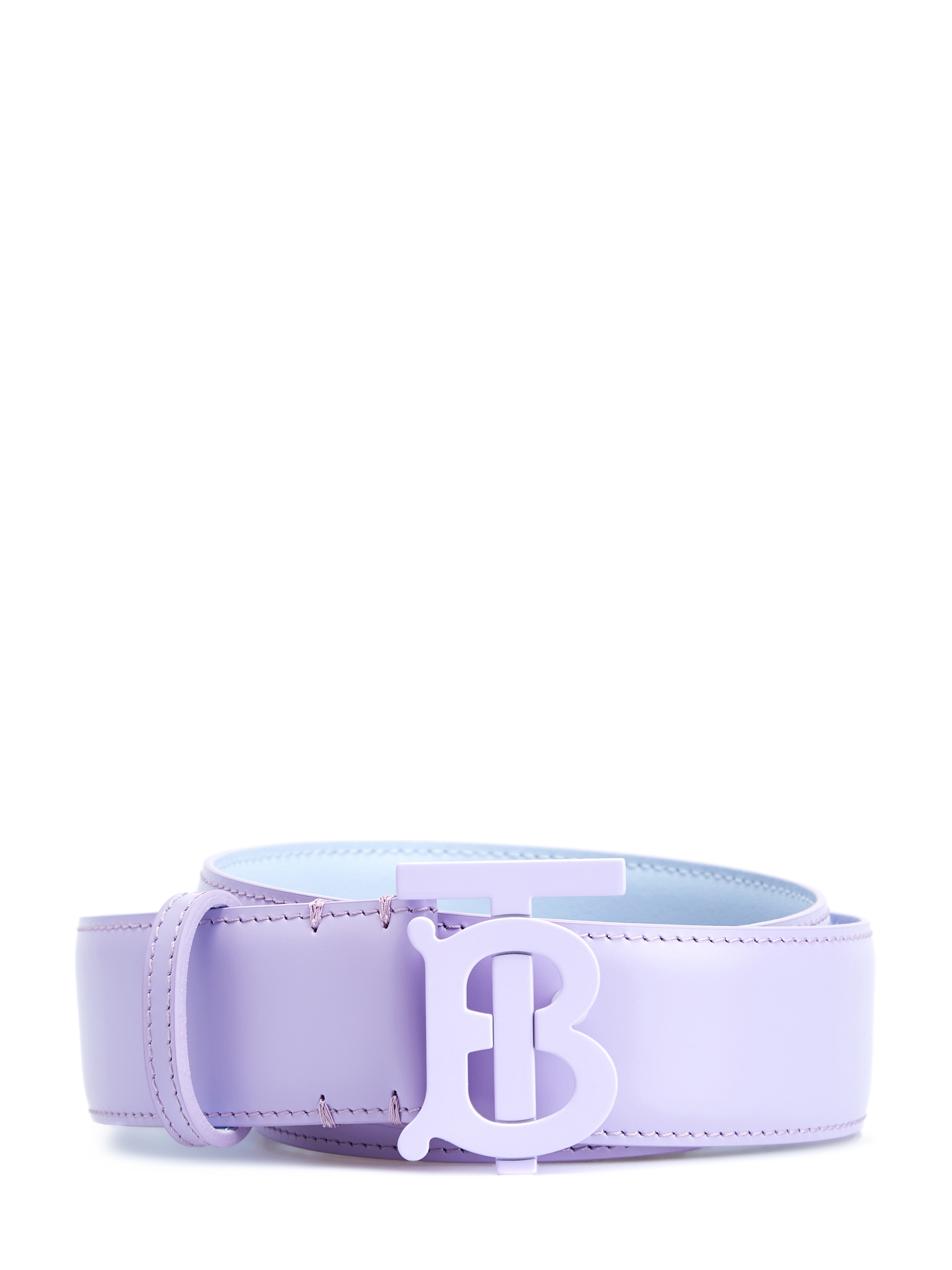 Кожаный ремень с пряжкой в виде монограммы в тон BURBERRY, цвет фиолетовый, размер 42;44;40 - фото 1