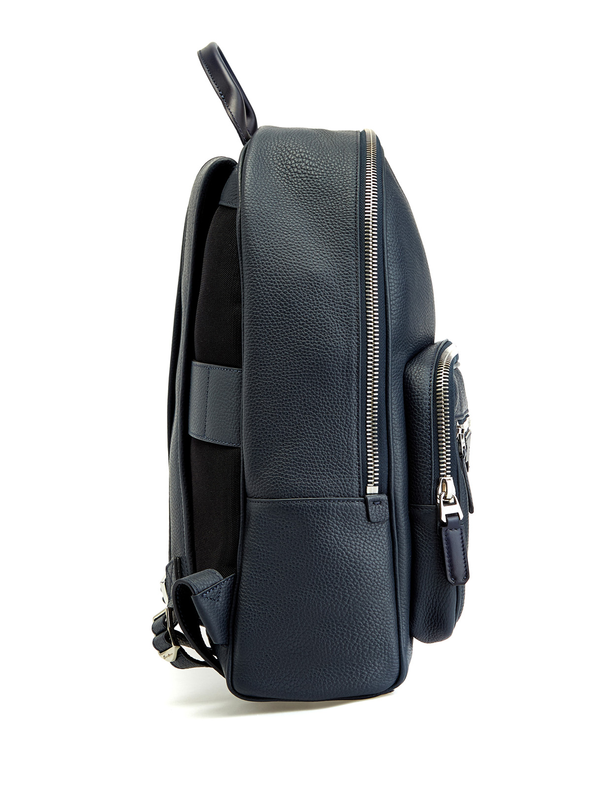 Городской рюкзак из зернистой телячьей кожи с деталями Velatura SANTONI, цвет синий, размер 50;52;56 - фото 3