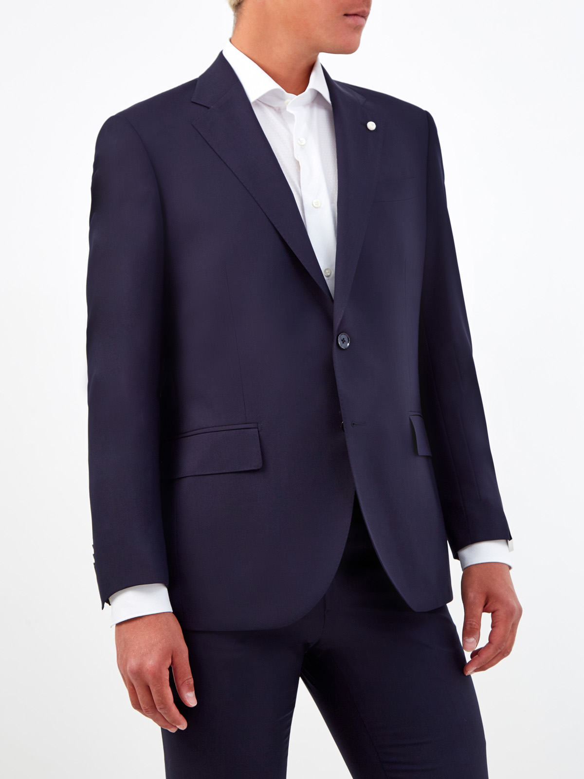Костюмный пиджак из гибкой шерсти с фирменной деталью L.B.M. 1911, цвет синий, размер 52;54;56;58;60;62;52;54;56;58 - фото 3