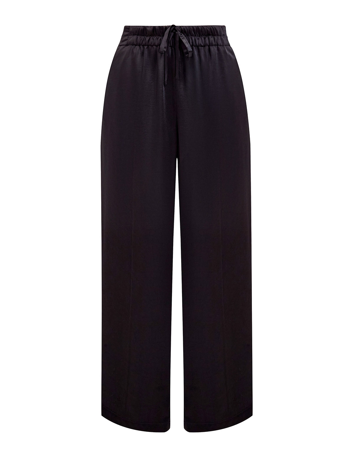 

Брюки-палаццо из атласа с эластичным поясом и кулиской, Черный, Брюки-палаццо из атласа с эластичным поясом и кулиской