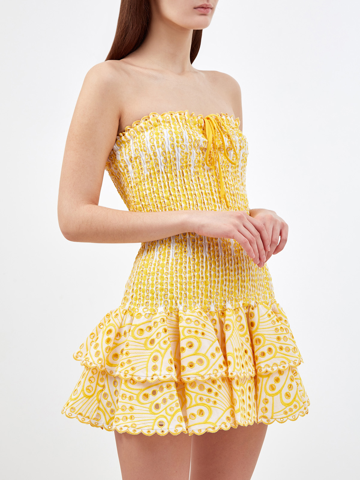 Мини-платье Megan из вышитого хлопка broderie anglaise CHARO RUIZ IBIZA, цвет желтый, размер M;L;S - фото 3