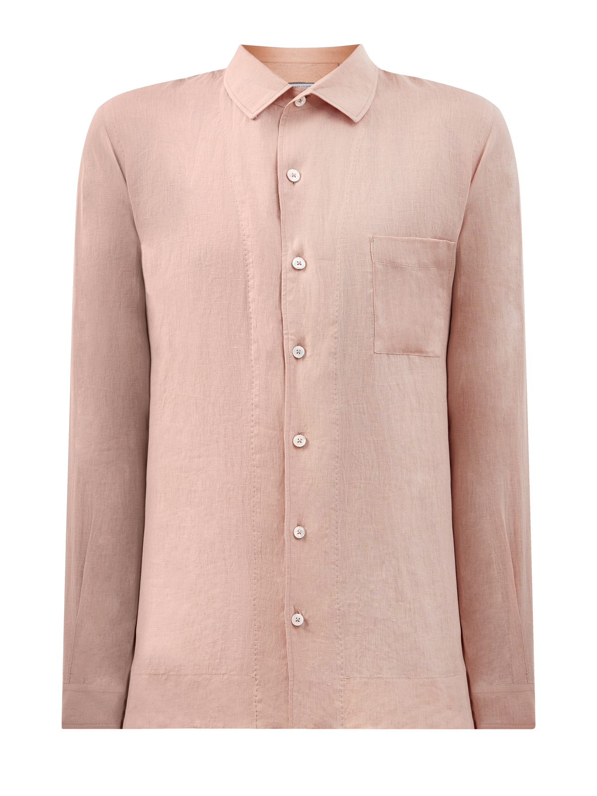Свободная рубашка из льна с накладным карманом CORTIGIANI розового цвета