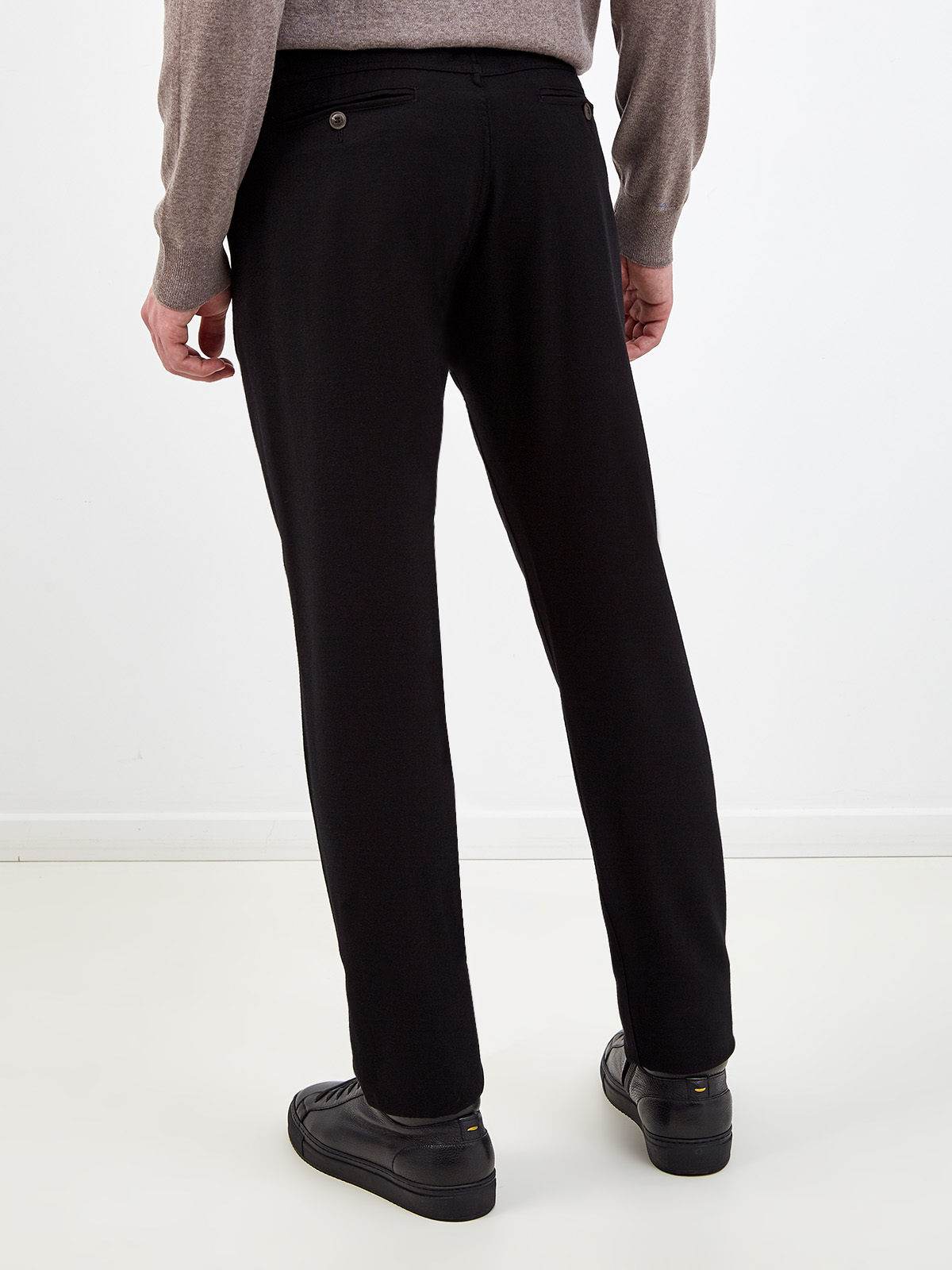 Шерстяные брюки в стиле sprezzatura с контрастной кулиской CANALI, цвет черный, размер 50;56;58;52;48 - фото 4