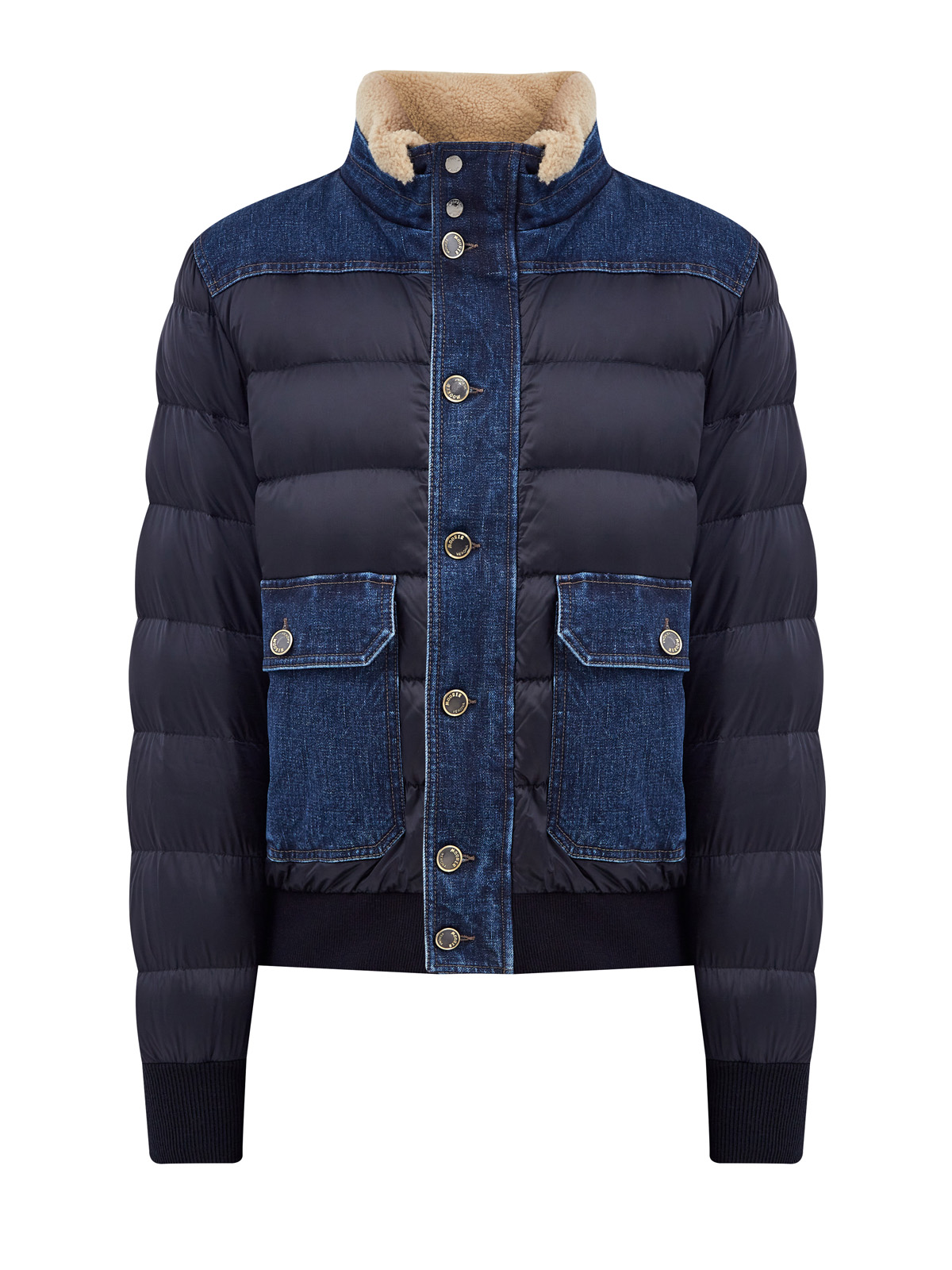 Комбинированная куртка-бомбер с утеплителем из гусиного пуха MOORER, цвет синий, размер 50;52;54;56