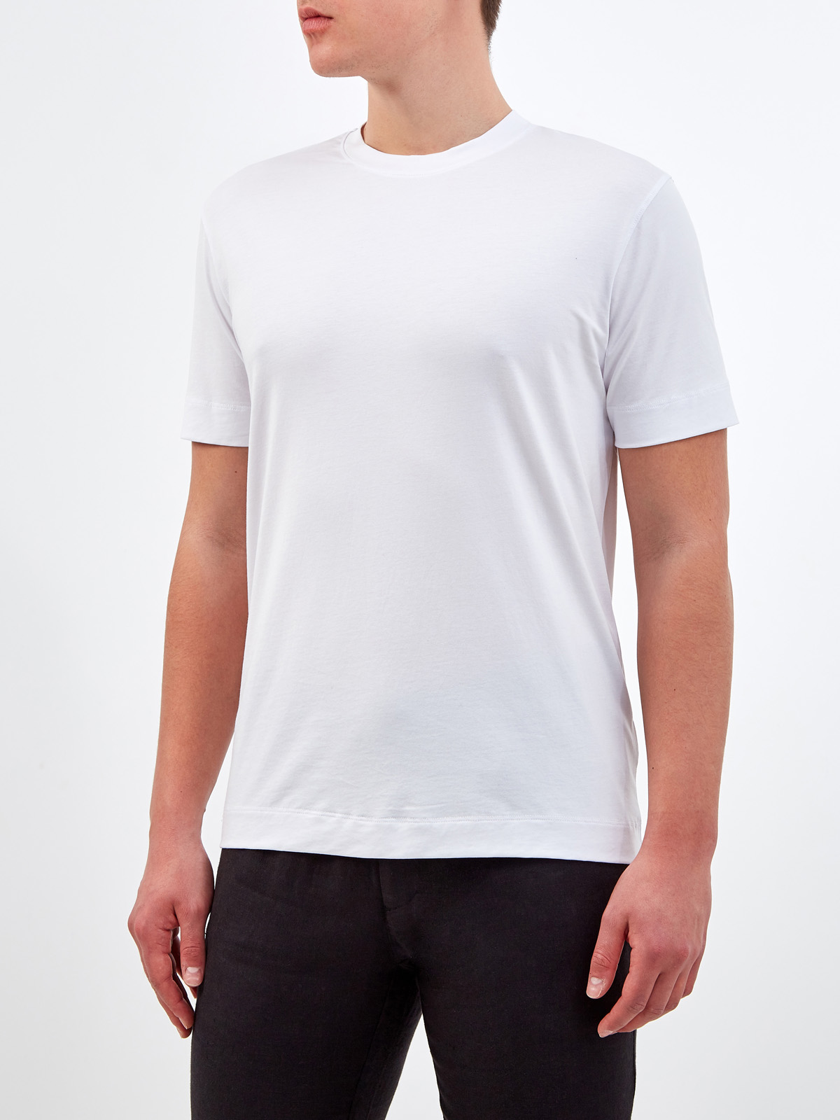 Классическая белая футболка из гладкого джерси CUDGI, цвет белый, размер XL;2XL;3XL;M - фото 3
