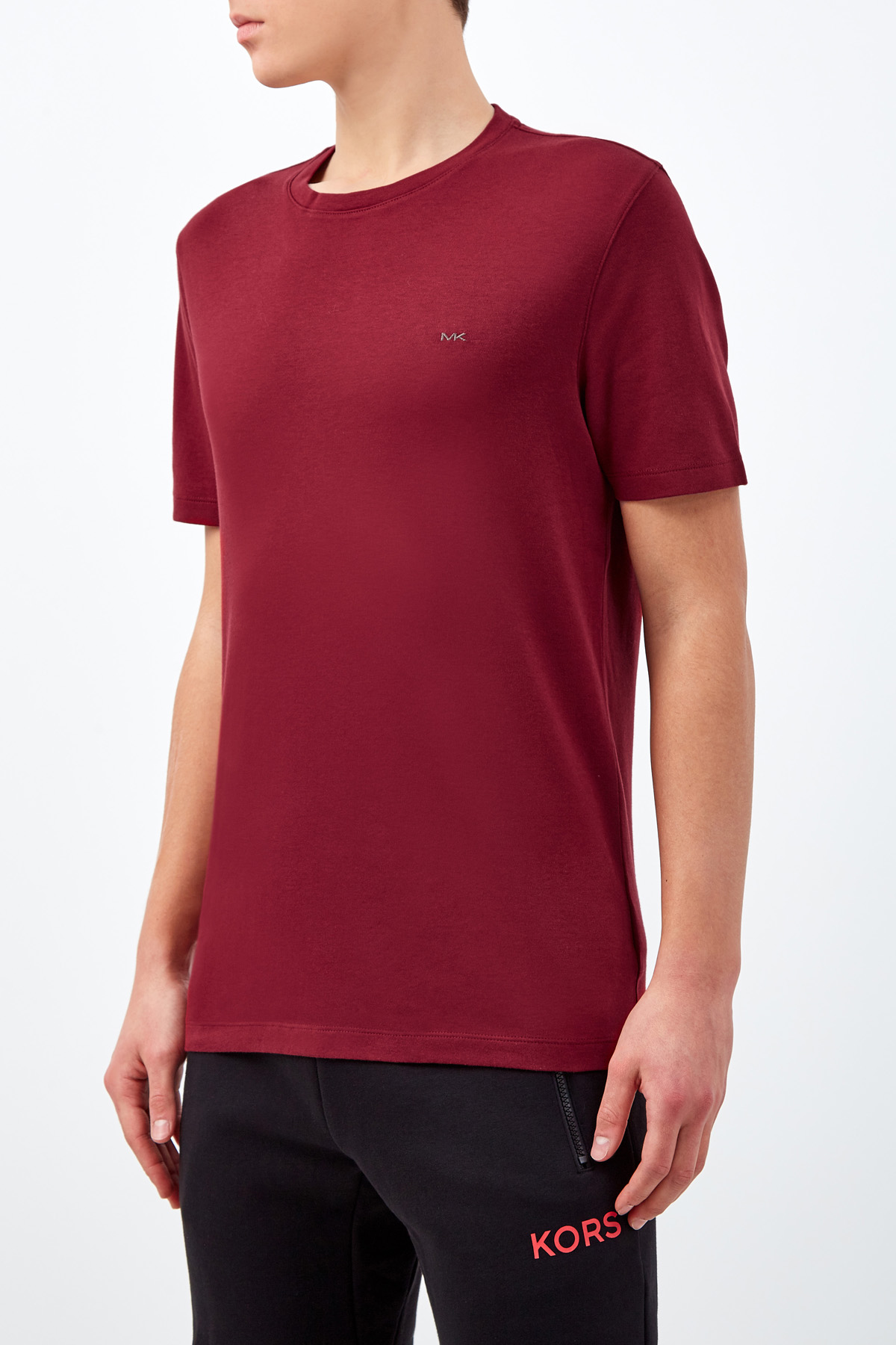 Однотонная футболка с вышитым логотипом MICHAEL KORS, цвет бордовый, размер XL - фото 3