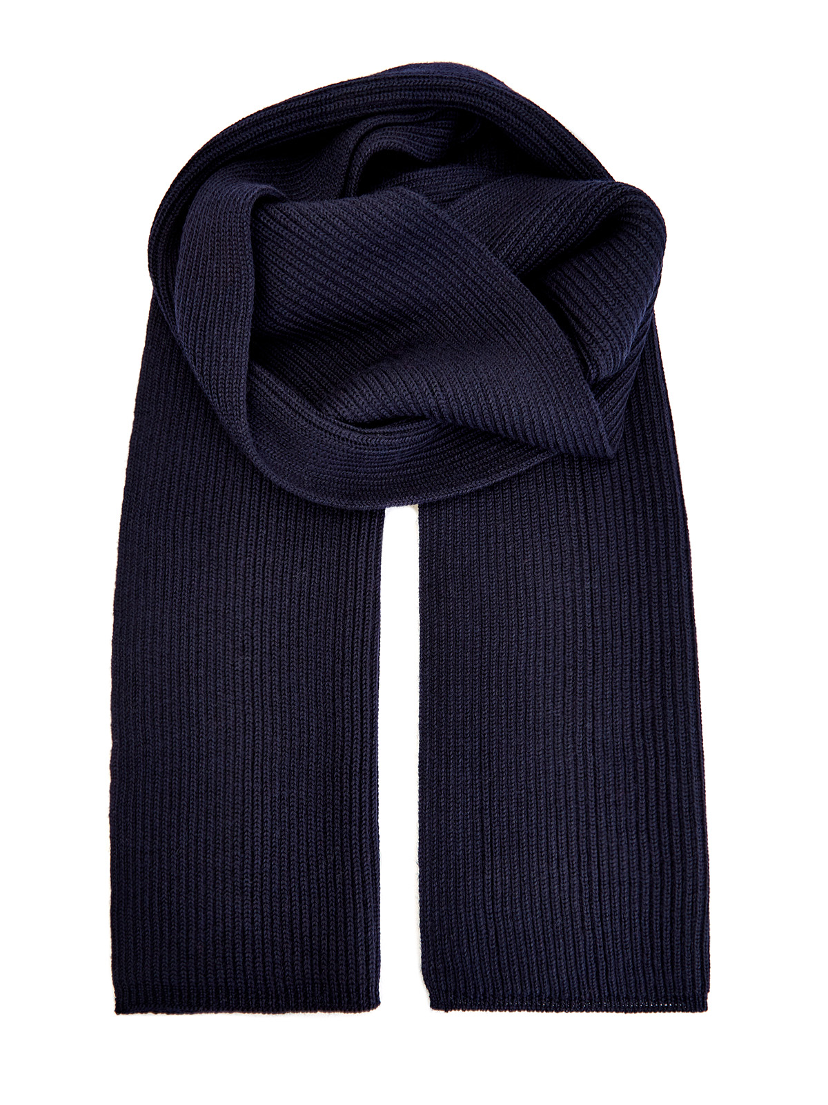 Однотонный шарф из шерстяной пряжи английской вязки CANALI, цвет синий, размер 40;42;44