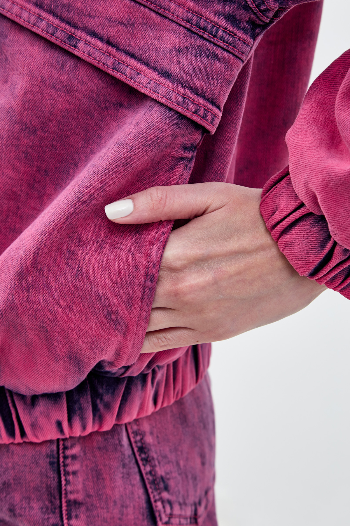Объемная джинсовая куртка из органического хлопка STELLA McCARTNEY, цвет розовый, размер 36 - фото 6